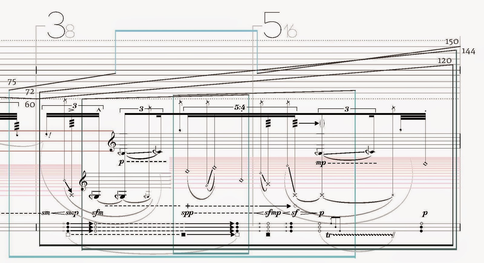 Example of notation from the work "a cold surrogate, a penance play"