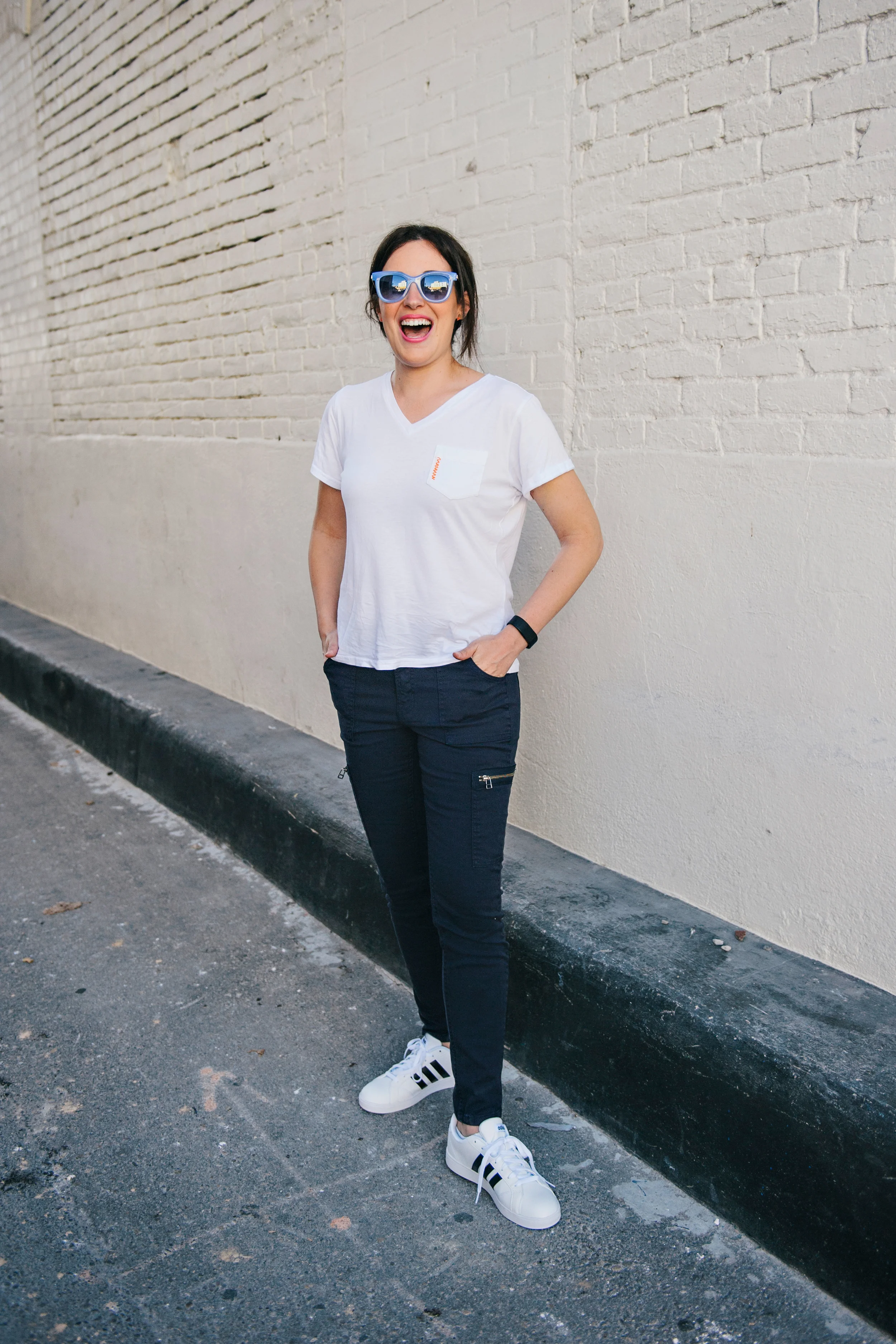 I'm all about comfort. Ashley looks so fresh and cool with these skinny cargo pants and Adidas kicks #yesplease 