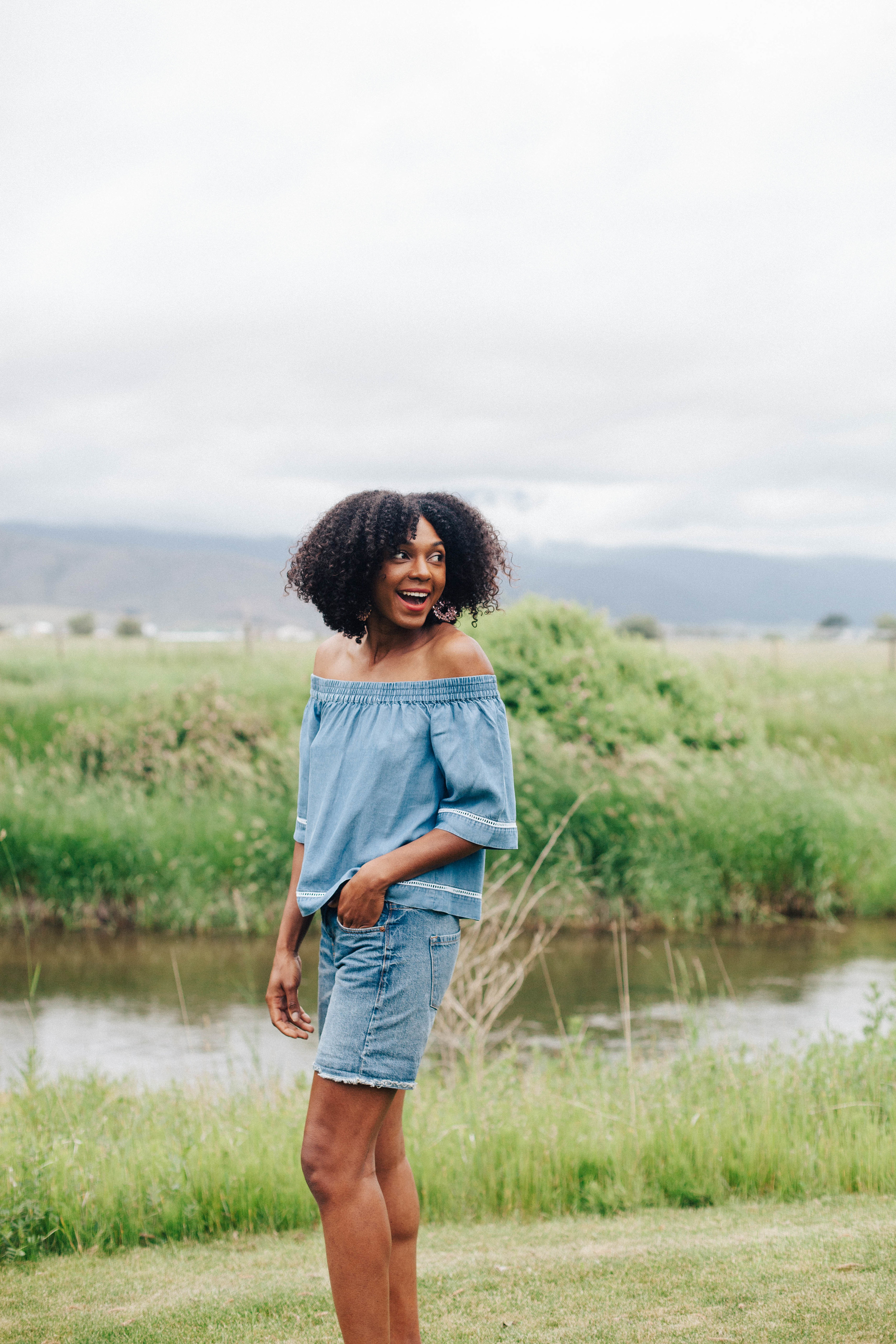 Top: Francesca's denim shorts: JCrew