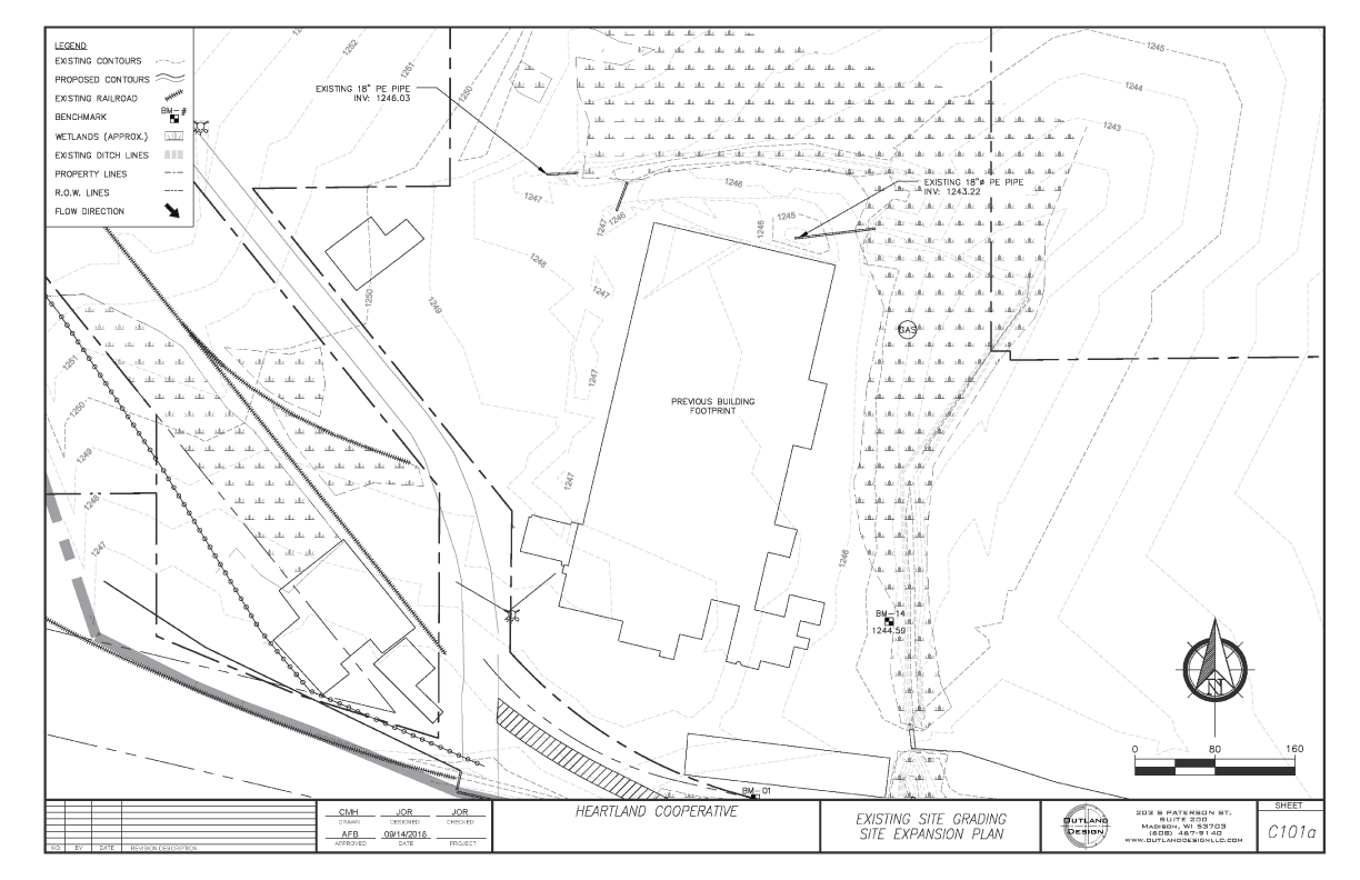 An Existing Conditions Plan View of the Project Site Showing Topography and Designated Wetlands and Designated Wetlands
