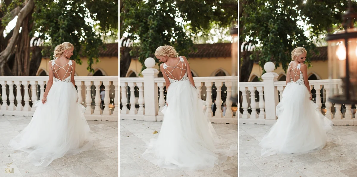 Bridal portraits outside the bridal suite at The Addison in Boca Raton, Florida 
