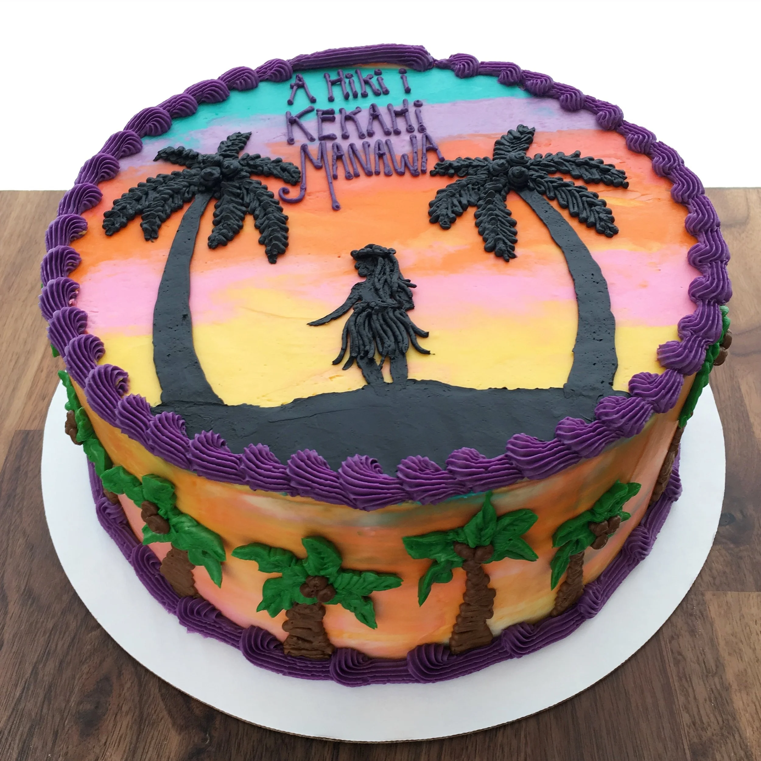 A21. Hawaiian Siloutte Buttercream Cake ($25 Deco).JPG