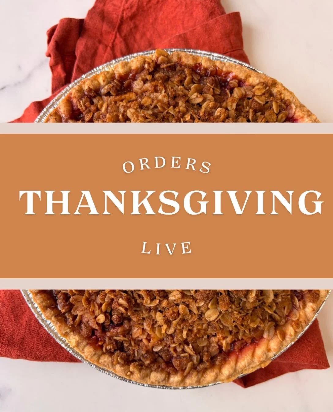 Thanksgiving 2026 is officially underway! Pre orders are live on our website! Place your order by 11/17 at noon to pickup either 11/23,11/24 or 11/25. We have some new delicious items like this classic cranberry apple pie and a vegan coconut pecan pi