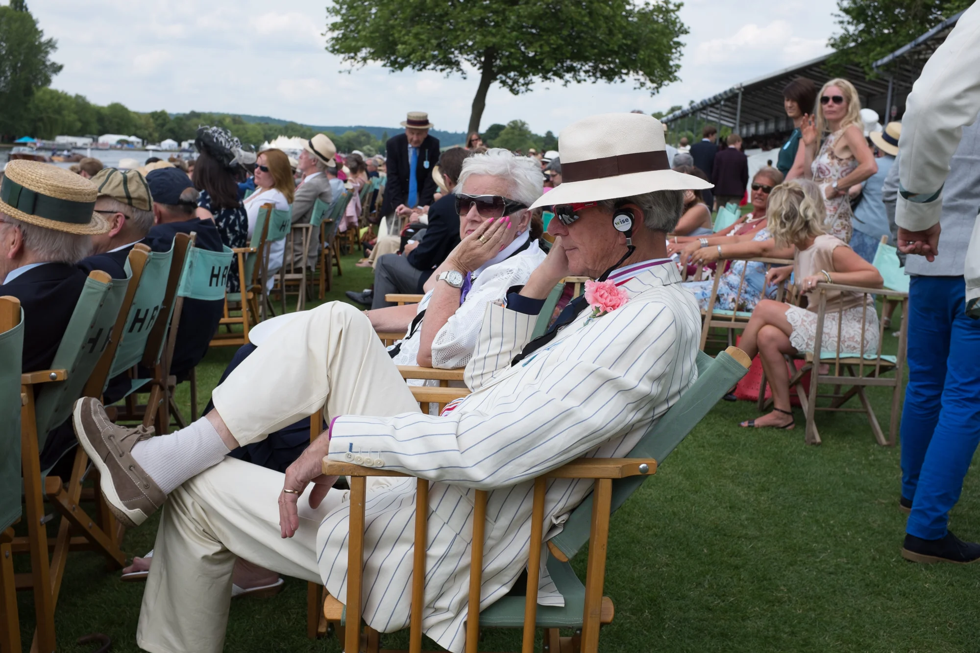 At Henley Royal Regatta, listening to Regatta Radio – a pop-up radio station that broadcasts racing commentary and interviews with athletes throughout the week.