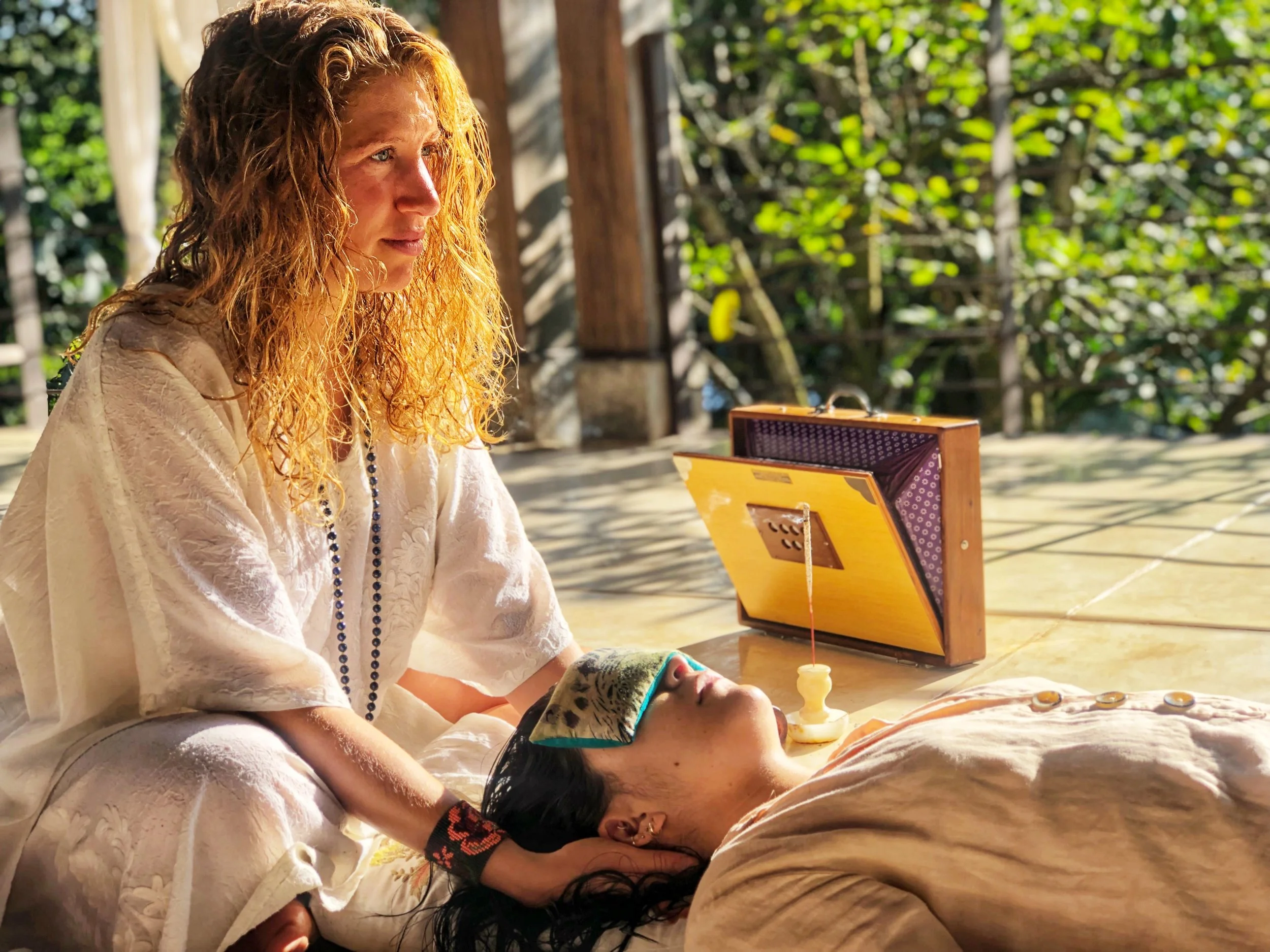 Fern Olivia with a guest on a custom retreat in Costa Rica