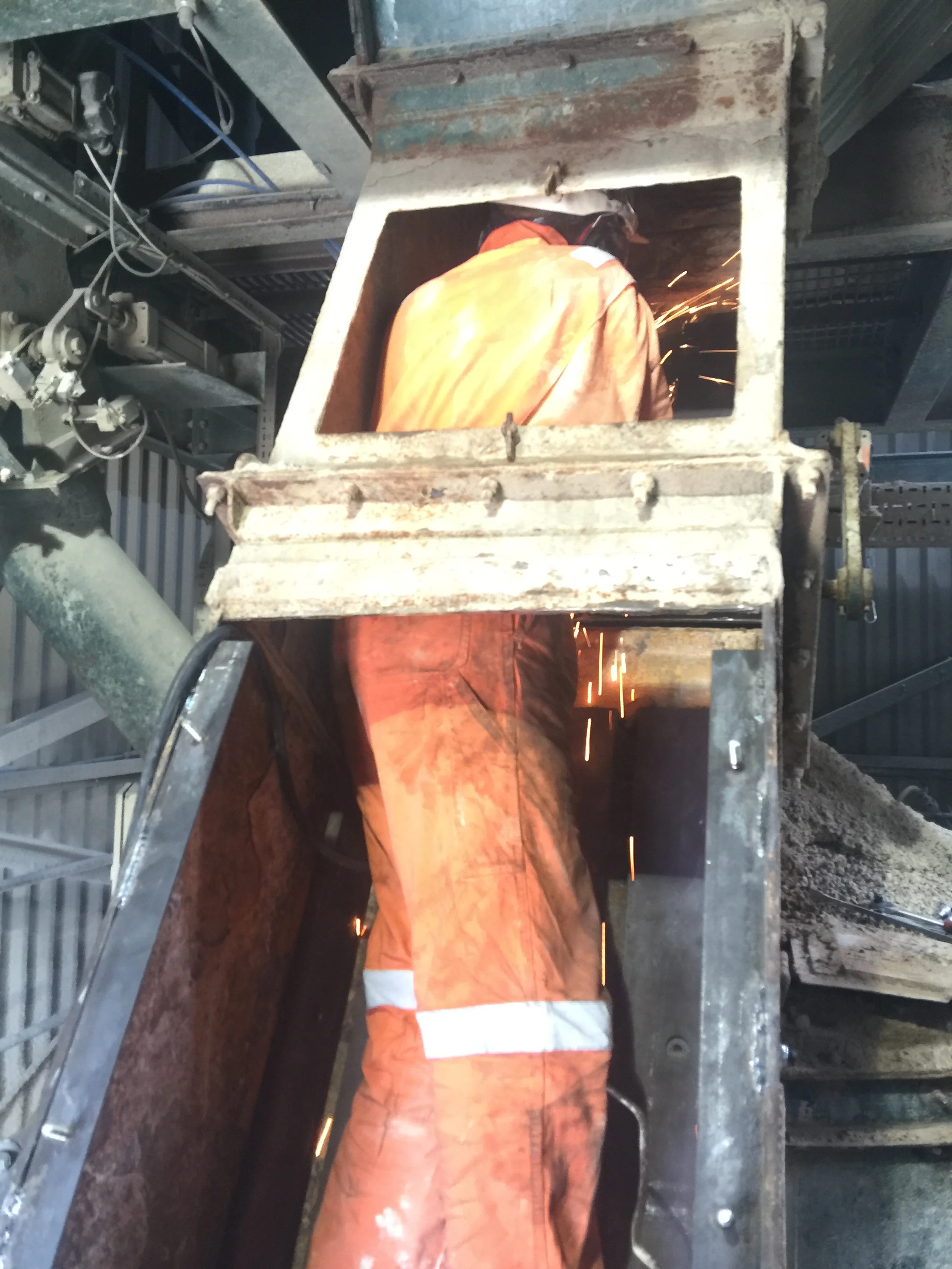 Confined space work.