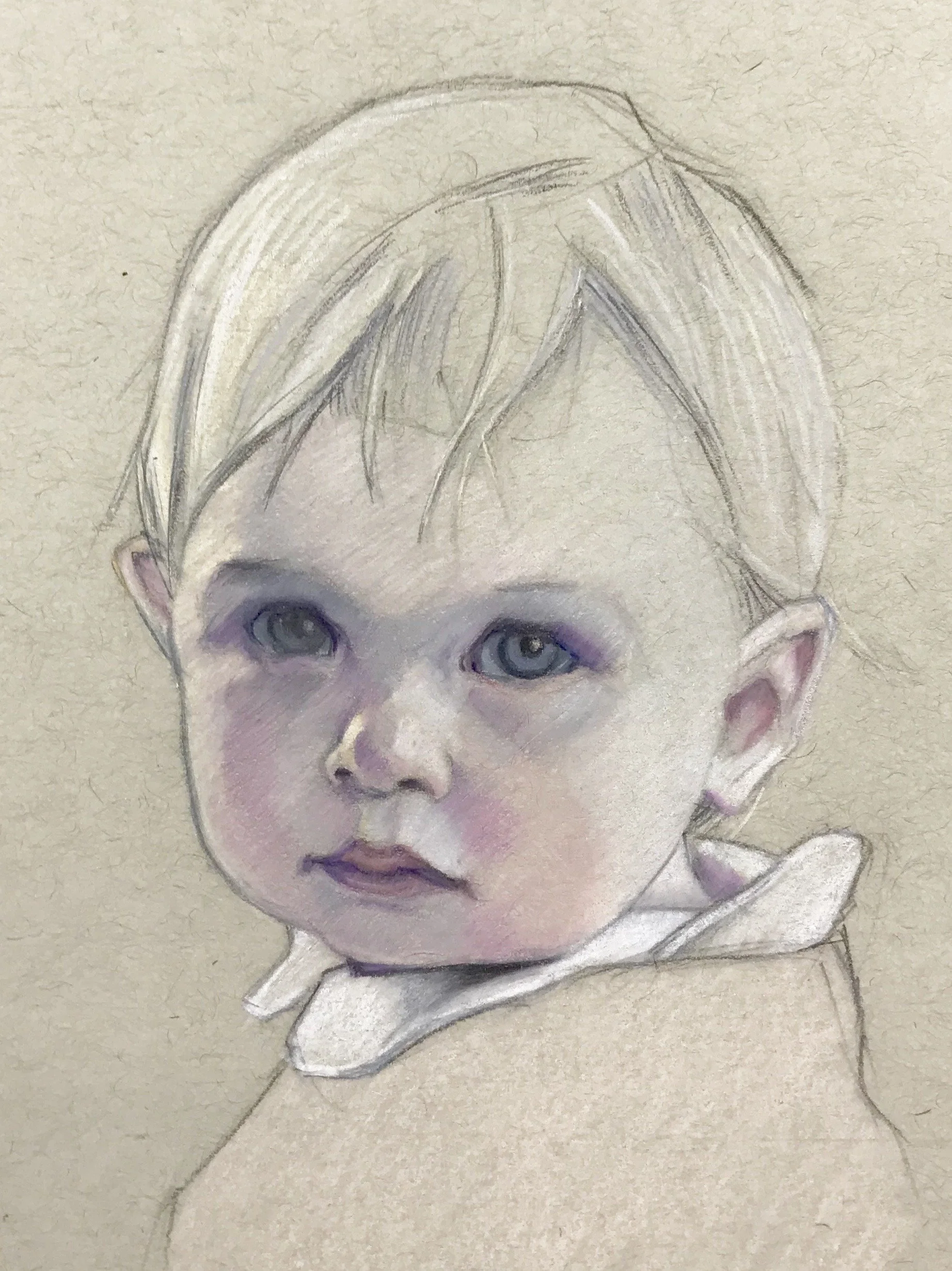  Charcoal and colored pencil on toned paper 6” x 8” 