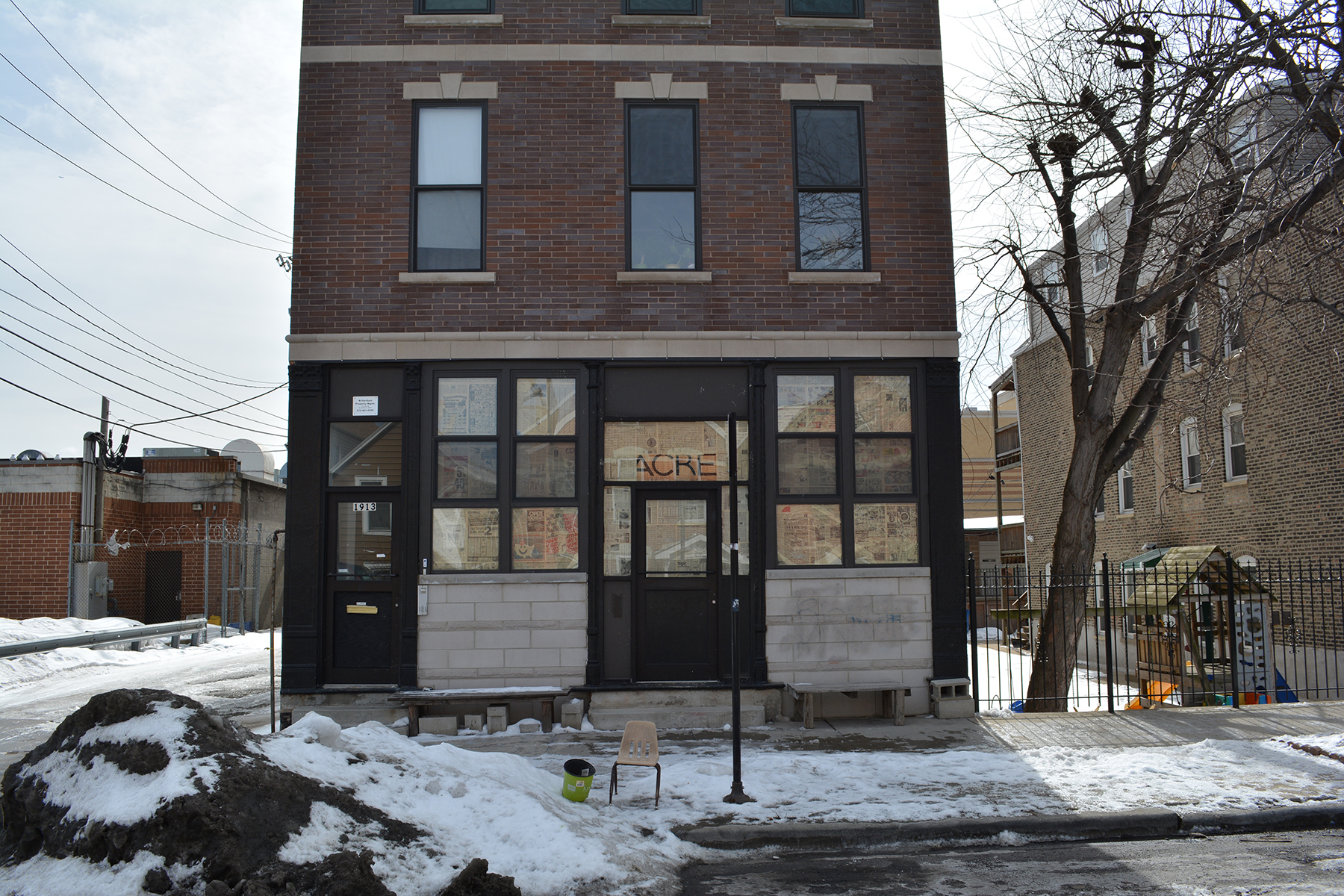 Closings (American Celebration Version) Site-specific Installation with Windows and July 4, 1976 Edition of the Detroit News Dimensions Variable