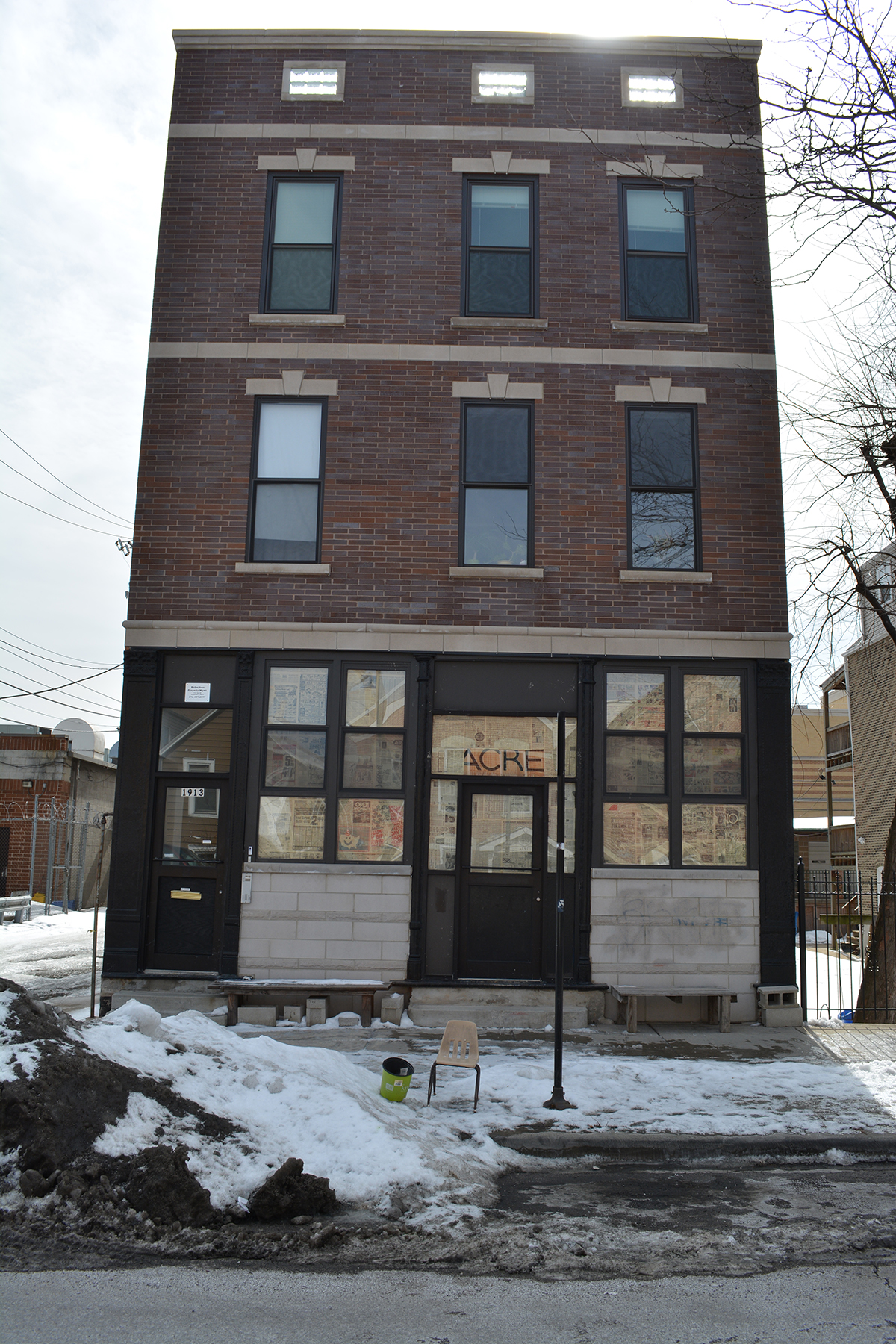 Closings (American Celebration Version) Site-specific Installation with Windows and July 4, 1976 Edition of the Detroit News Dimensions Variable