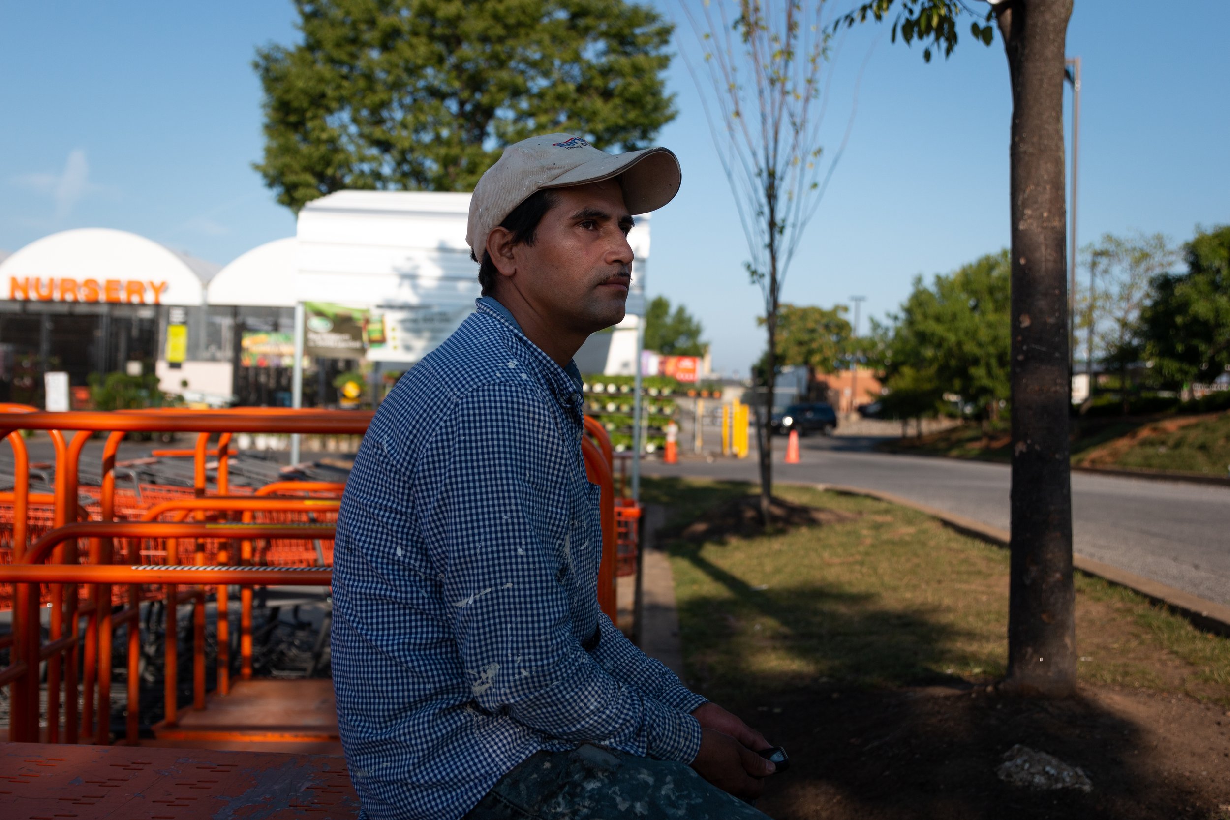  Adolfo Lazaro, was one of few day laborers who ventured out looking for work as the expectation of mass raids cast concern that kept many inside their homes. The Guatemalan father of six fled violence in his home country and is seeking asylum in the