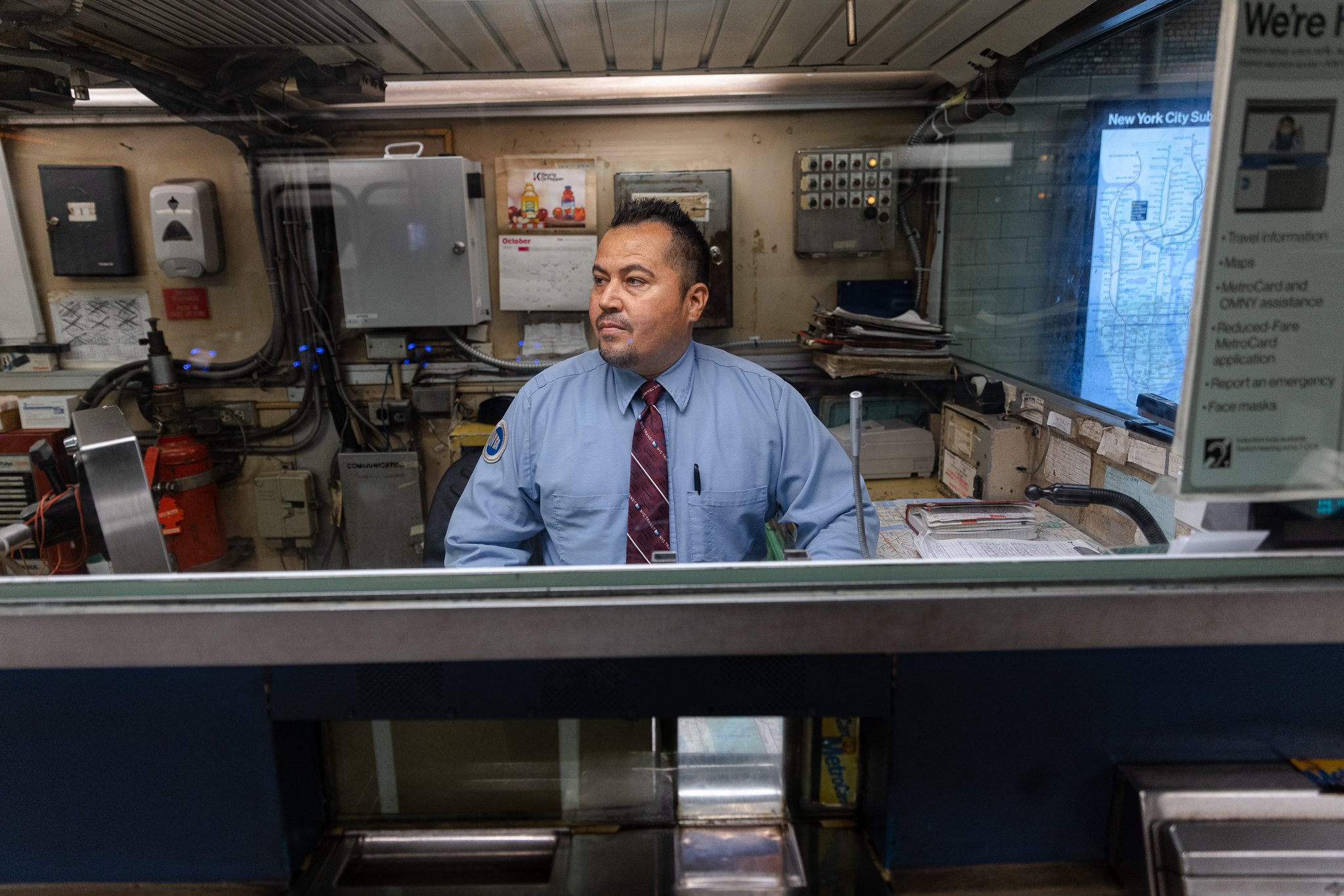  Alfredo Sanchez, an MTA station agent of Woodhaven Queens, for The New York Times.  