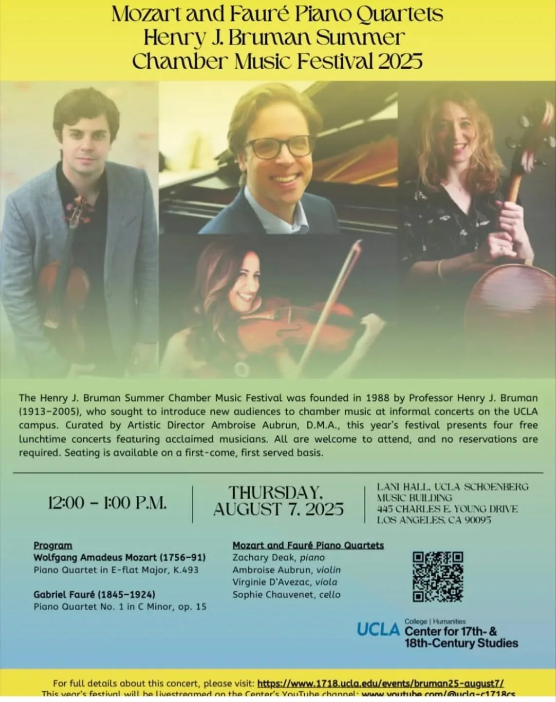 The last concert of the 2025 Bruman Chamber Music Festival is tomorrow at noon!
With @sophiechauvenet @innertrueself.hypnotherapy and Zachary Deak.