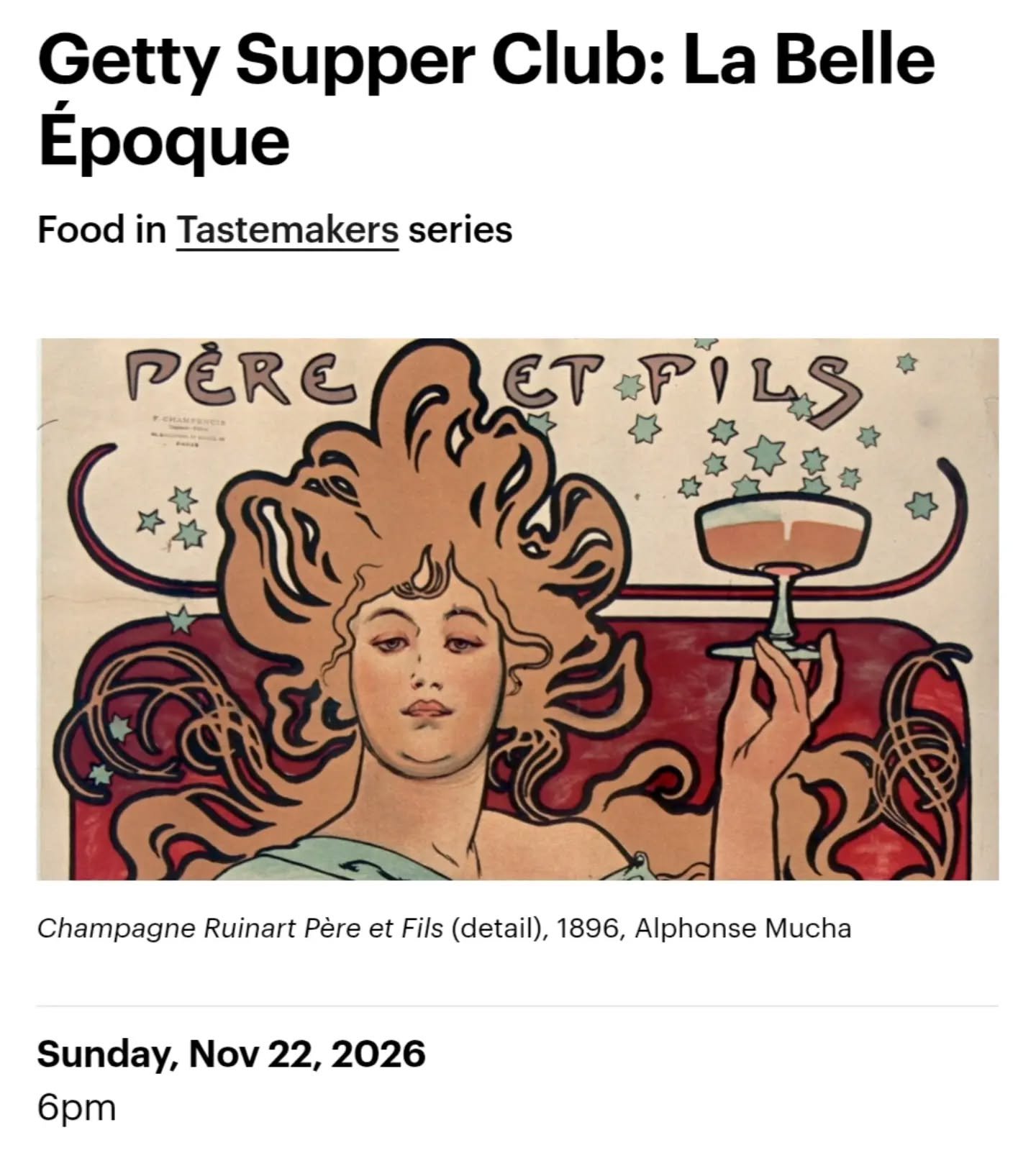I am super excited about my next collaboration with the @gettymuseum and @villa.albertine. 
On Nov. 22, we present Getty Supper Club: La belle &eacute;poque, an evening celebrating the intersection of French gastronomy, history, and music, inspired b