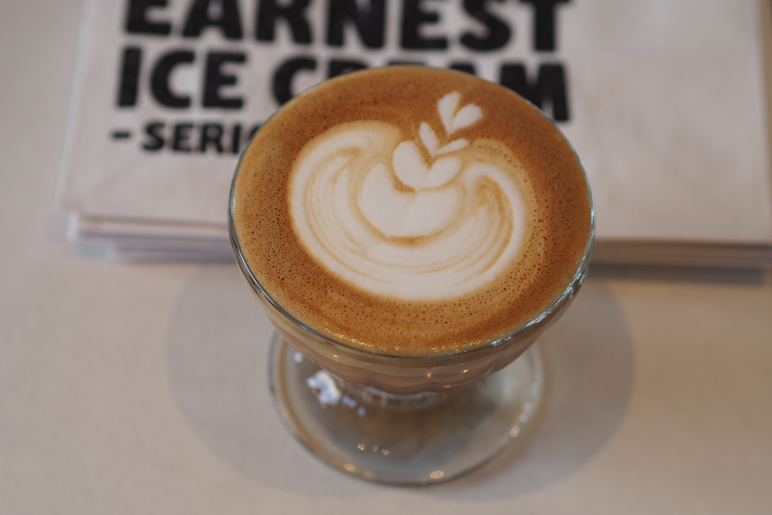one of the last lattes I made, I made in a sundae dish.