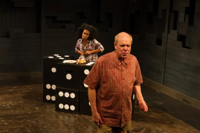 Shitloads of Money by Brendan Hill. L to R: Jessica Frances Dukes, Jay Patterson. Photo Credit: Jody Christopherson