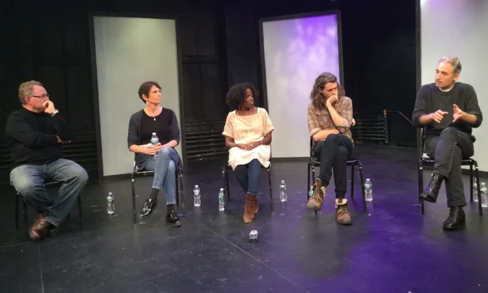 Brian Greene (far right) offering his take on science plays.