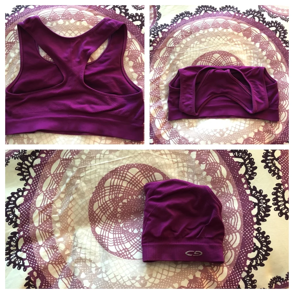 I recommend folding your sports bras (or at least turning them right side out and laying flat) when they come out of the laundry so you don't have to wrestle with them when you're rushing to get ready. I lay them with the back facing up. Fold the straps in. Then fold in half, tucking the straps away so they aren't causing messy jumbles in your drawer. Depending on your drawer size you can stack them 3-4 high so you can still see, or use a small shoe box/IKEA bin to contain them (turn them on their sides so the cleanest edge is facing up). 