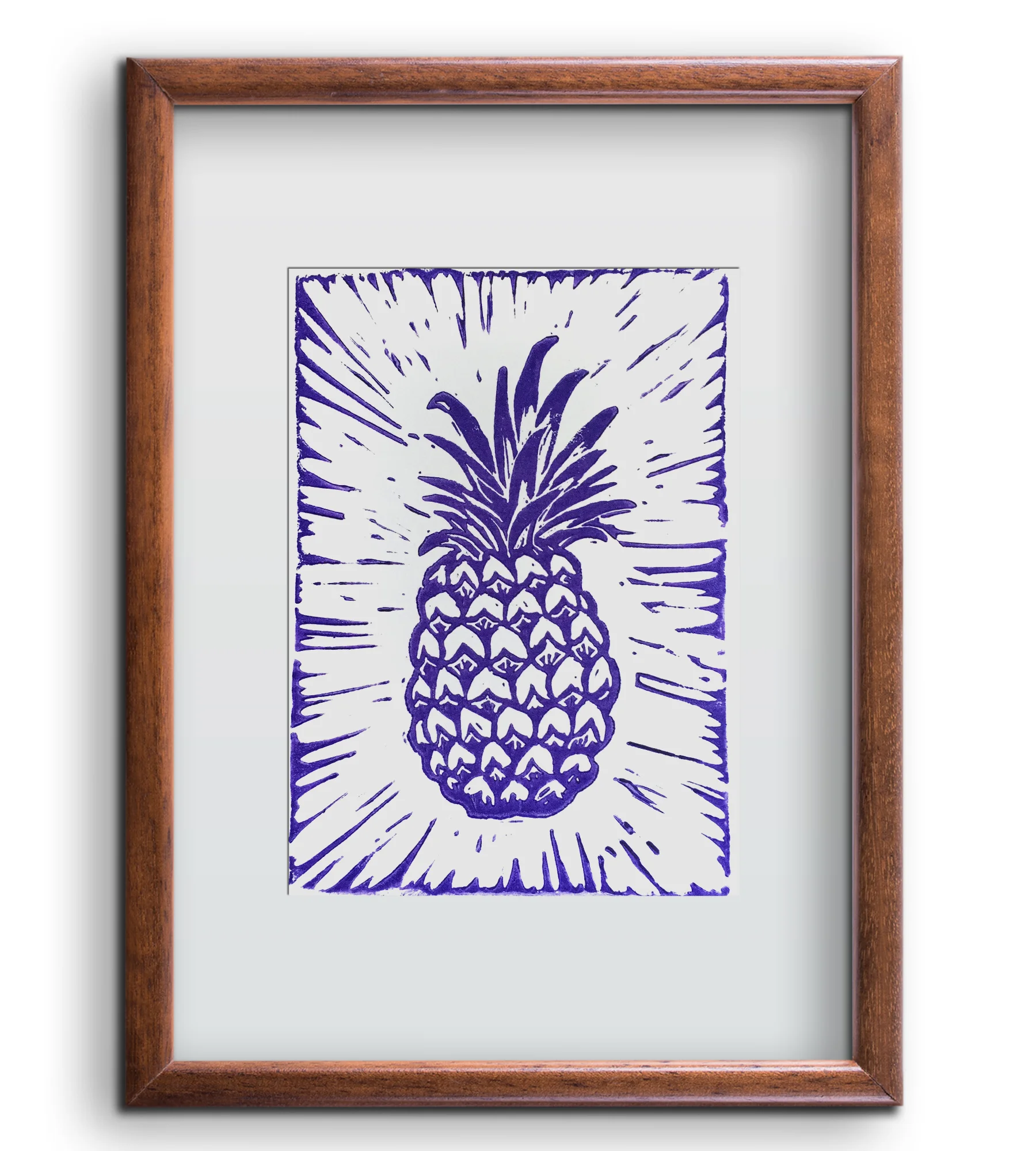 The Purple Pineapple Linocut Print