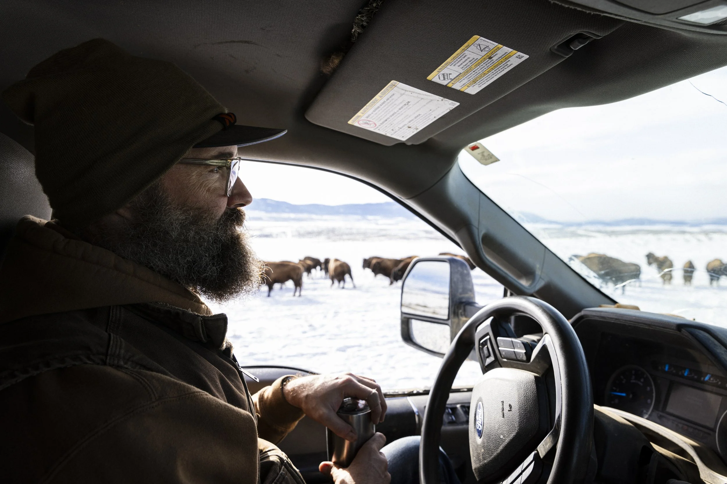  Matt Skoglund’s routine on the morning of a field harvest begins with a hot cup of coffee.  © Kyle Dudgeon Creative 