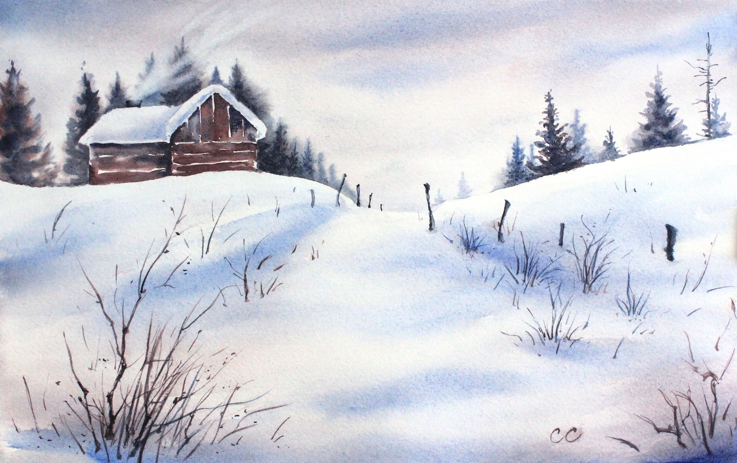 Blue Hour (15x11" Watercolor on paper, sold to private collector)