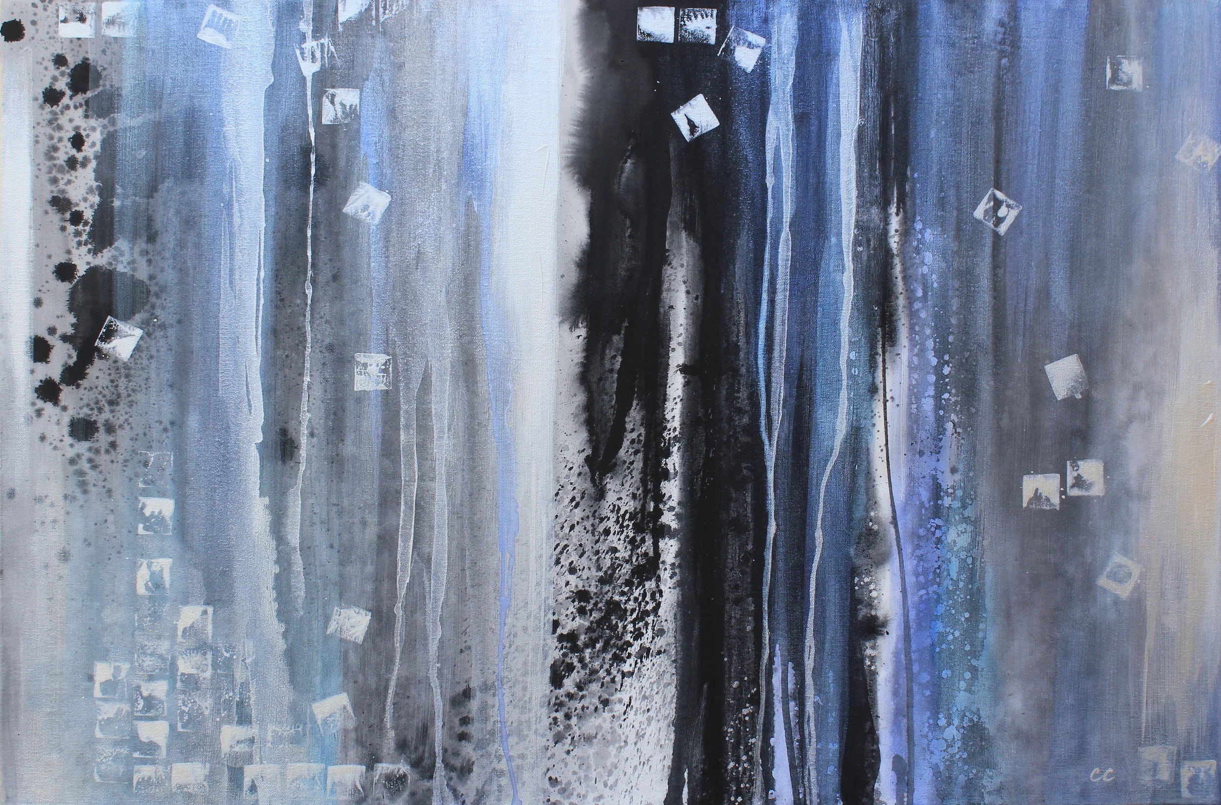 Tears of Healing (24x36" Ink, iridescent acrylic on canvas)