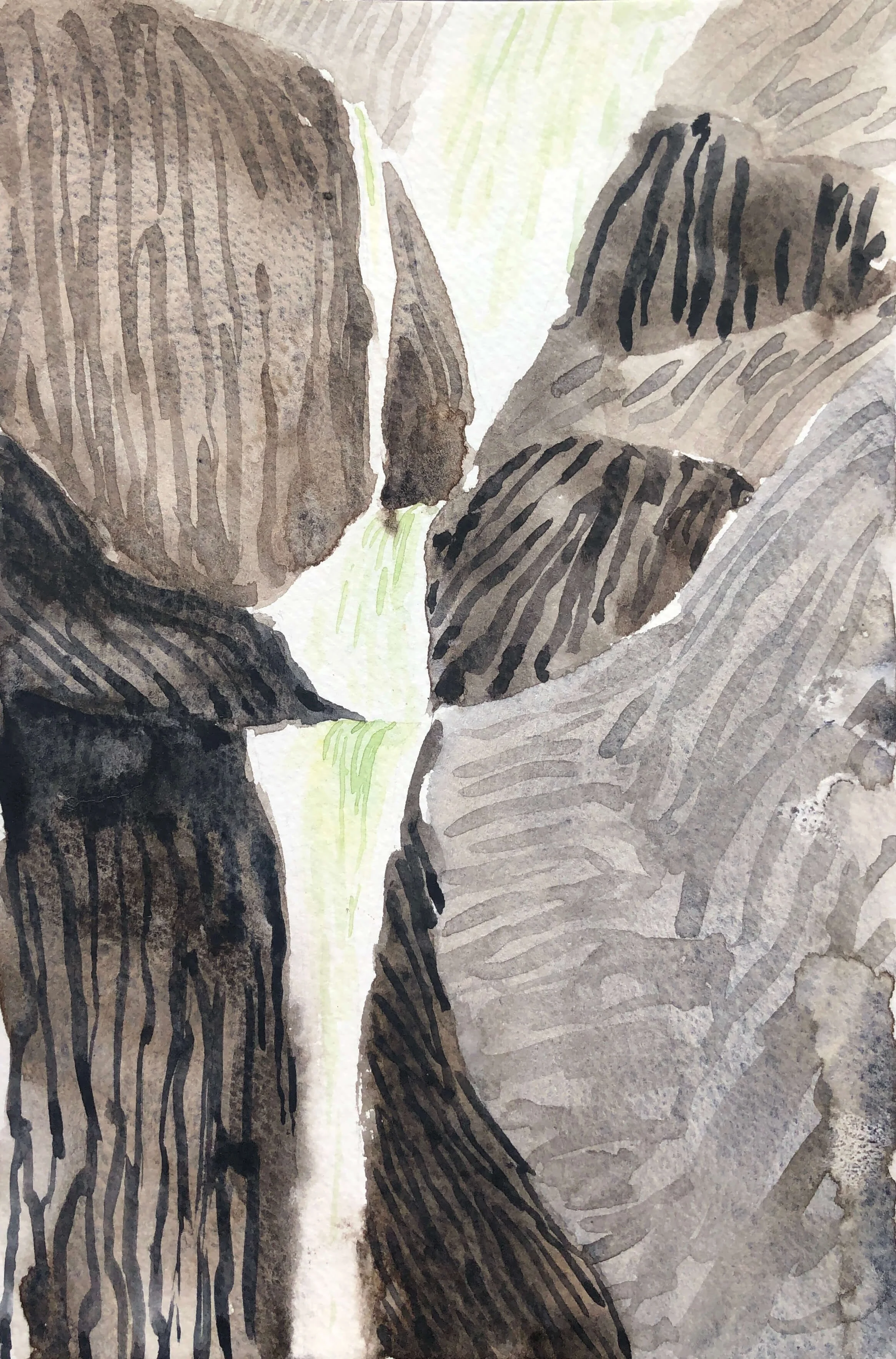 Cholock (Lower Yosemite Falls) (8.5x5.5" watercolor on paper)