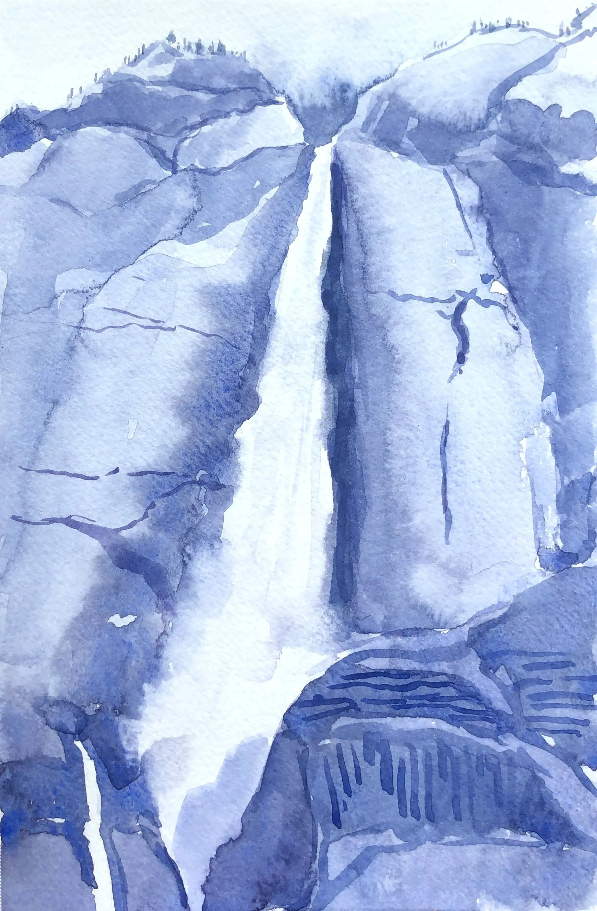 Cholock (Upper Yosemite Falls) (8.5x5.5" watercolor on paper)
