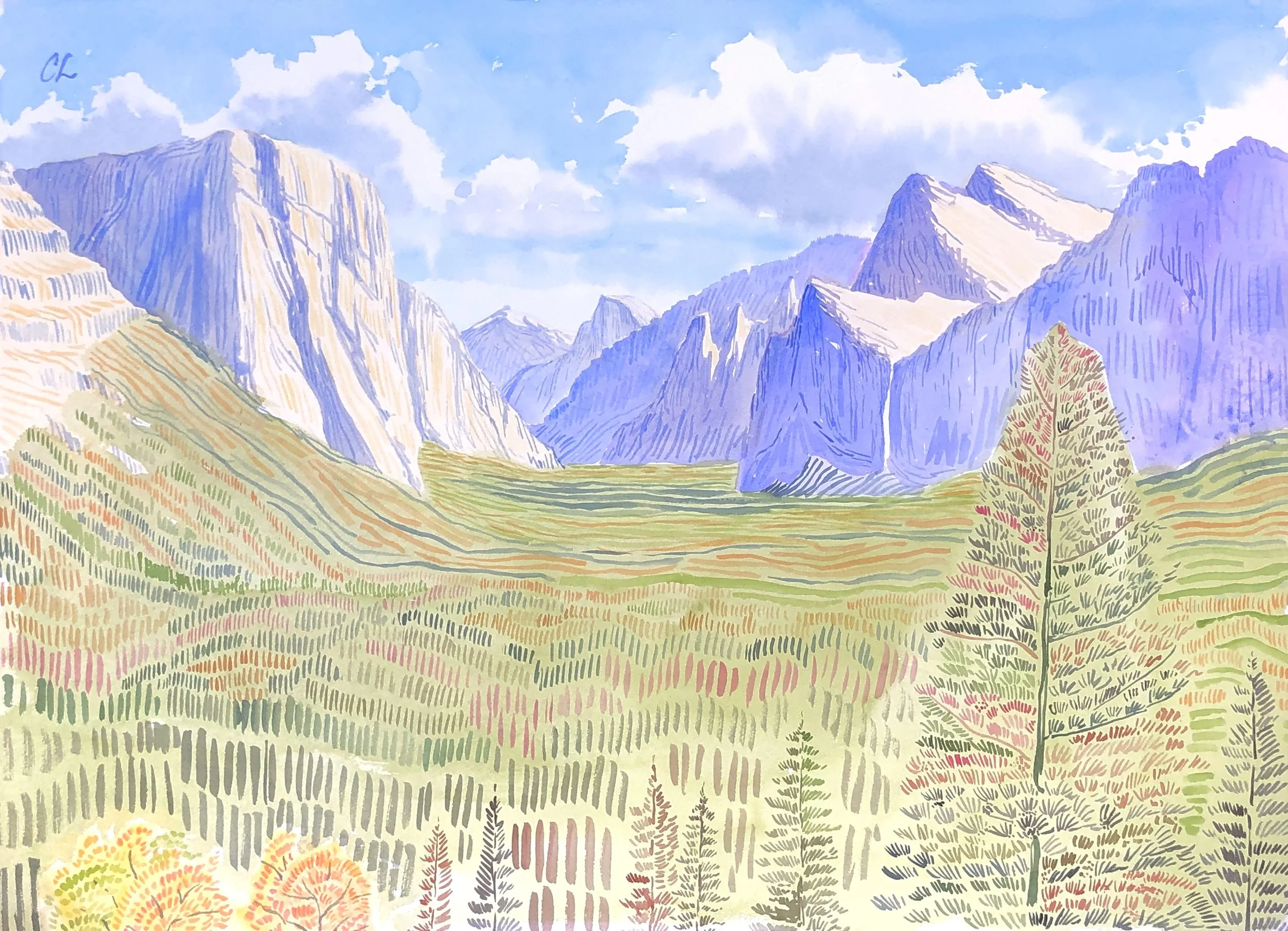 Ahwahnee (Yosemite Valley) (22x30" watercolor on paper)