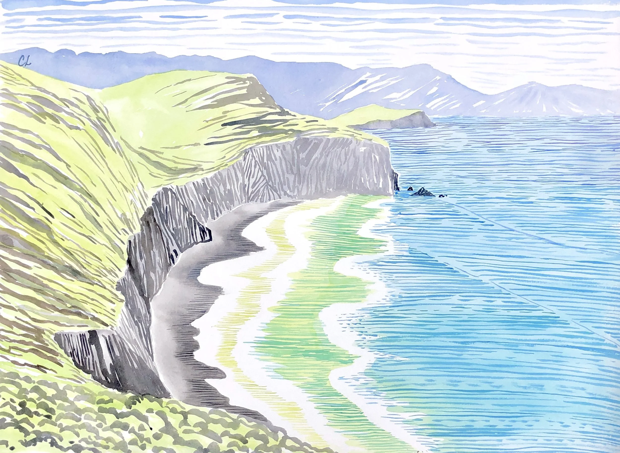 Mori Point South (watercolor, 22x30")