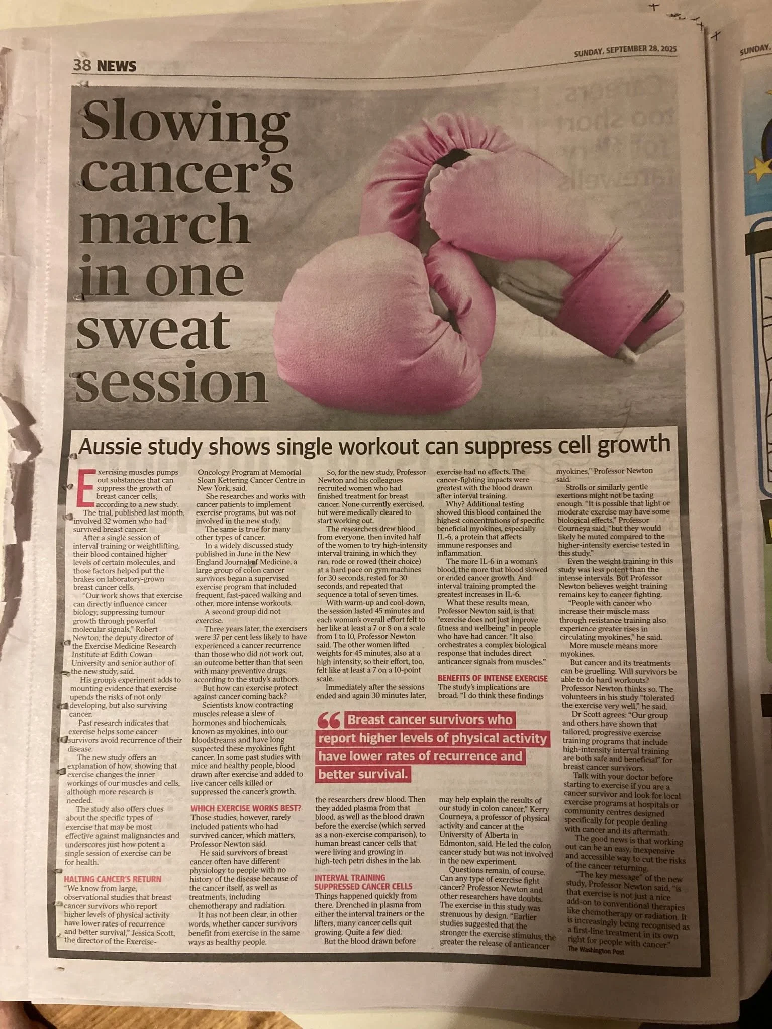 🌾💪 One workout can make a difference

Aussie researchers have found that just a single workout can help suppress the growth of cancer cells! 🚴&zwj;♀️🏃&zwj;♂️

When we move our bodies&mdash;especially through higher intensity exercise&mdash;our mu