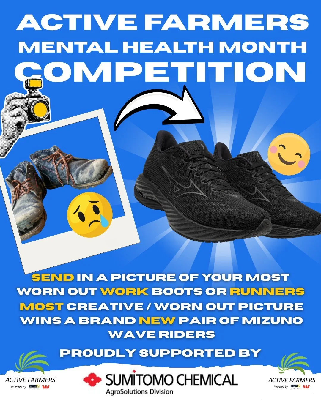🌾 World Mental Health Day Competition! 👟

At Active Farmers, we know that staying active and connected is one of the best ways to support your mental health &mdash; especially in rural and regional communities where isolation can be tough. 💚

Did 