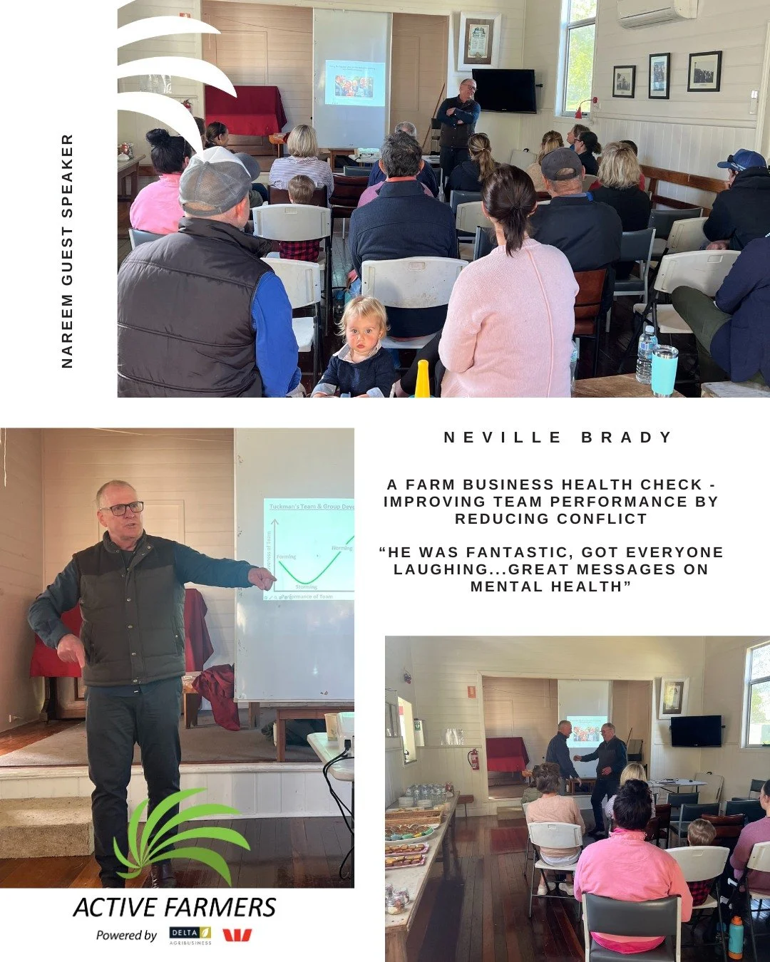 What a great morning in Nareen! 🌾
Thanks to a National Centre for Farmer Health grant, our local Active Farmers trainer Sardie hosted a fantastic breakfast event featuring guest speaker Neville Brady. Over a hearty brekkie, Neville shared laughs, w
