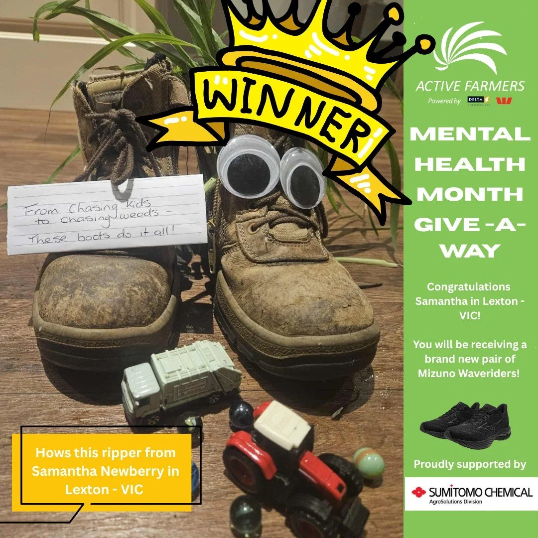 🎉 We have a winner for the 2025 Mental Health Month Give-Away! 🎉

Congratulations to Samantha Newberry from Lexton, VIC! 🥳
We absolutely loved your creative entry &mdash; from the googly eyes and toy tractors to the crop thrown in for good measure