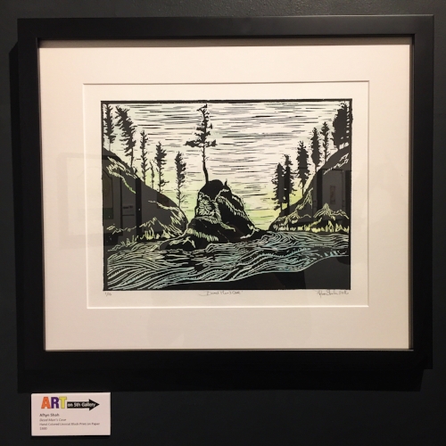 "Dead Man's Cove," 1/10, 9"x11" Hand-Colored Blockprint, $300