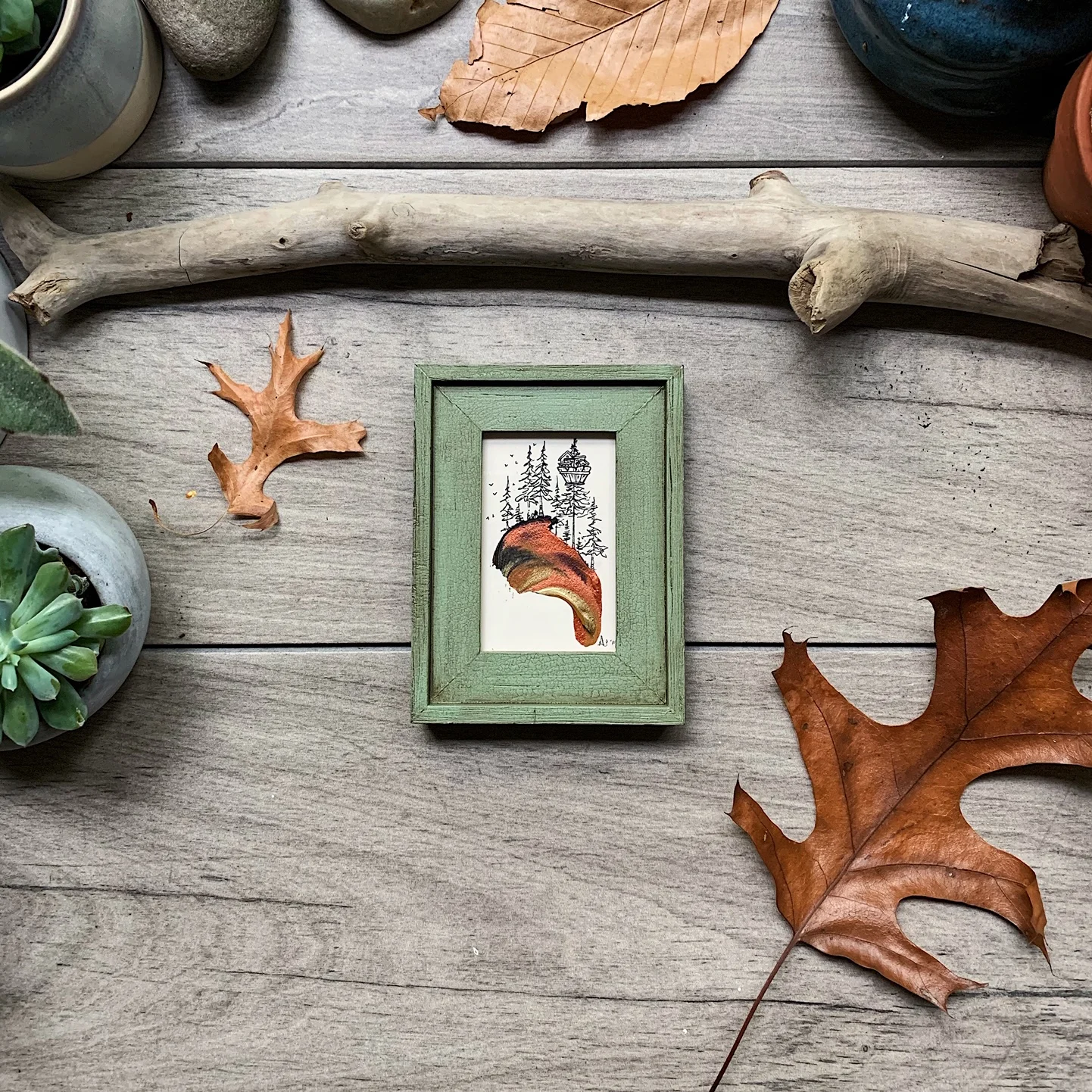 Framed Miniature Tree Town Daydream