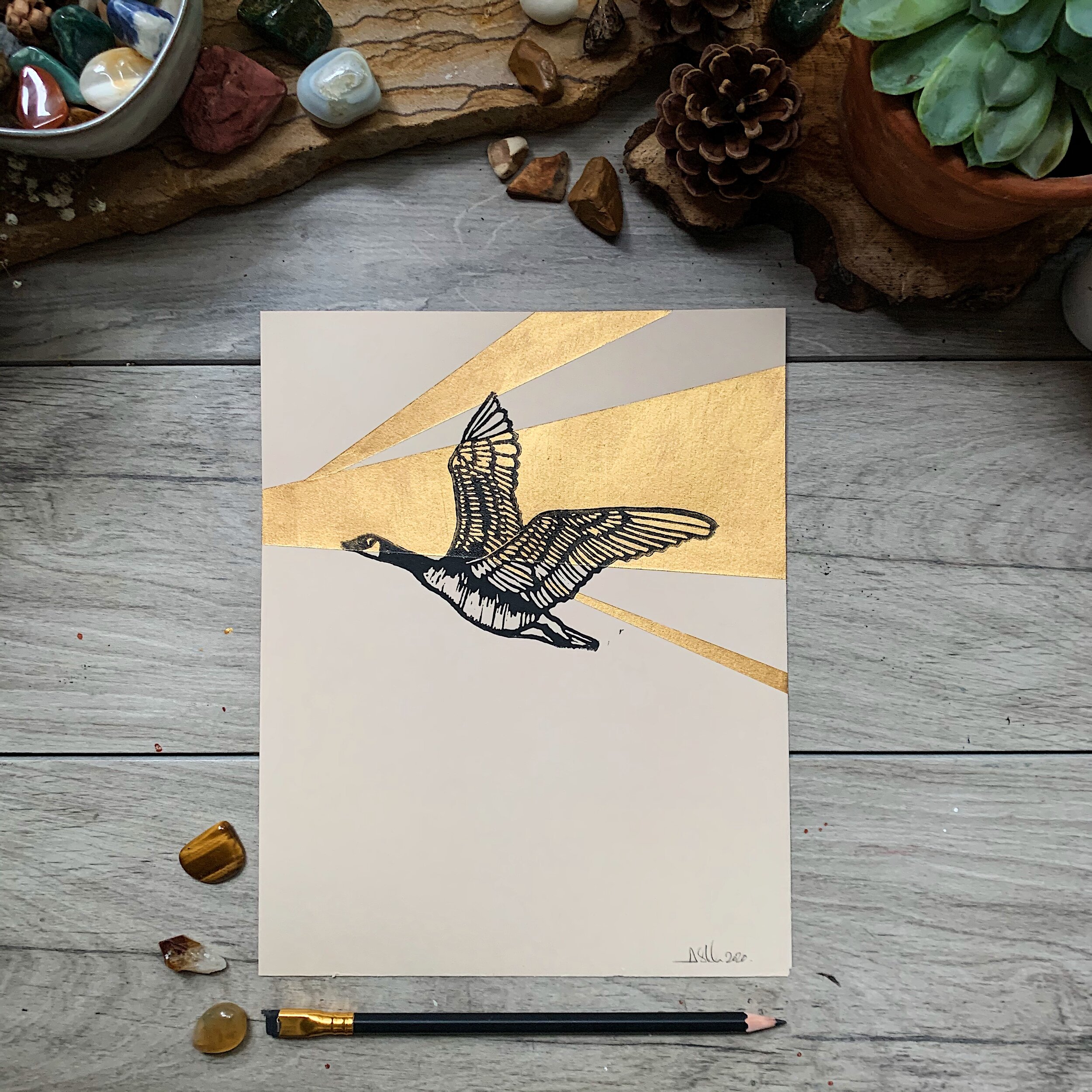 Bright Gold Geometric Sky