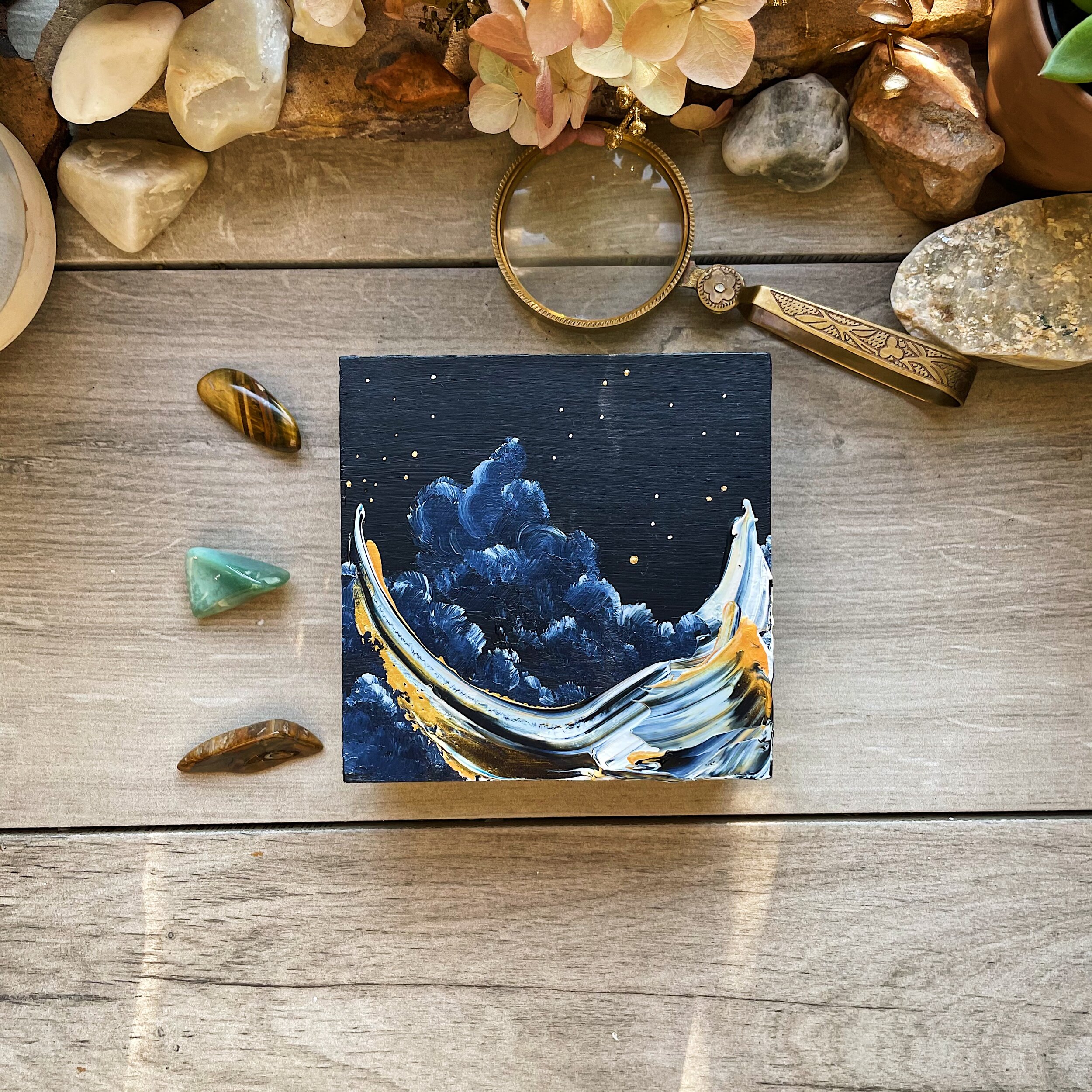 Small Daydream on Wooden Panel