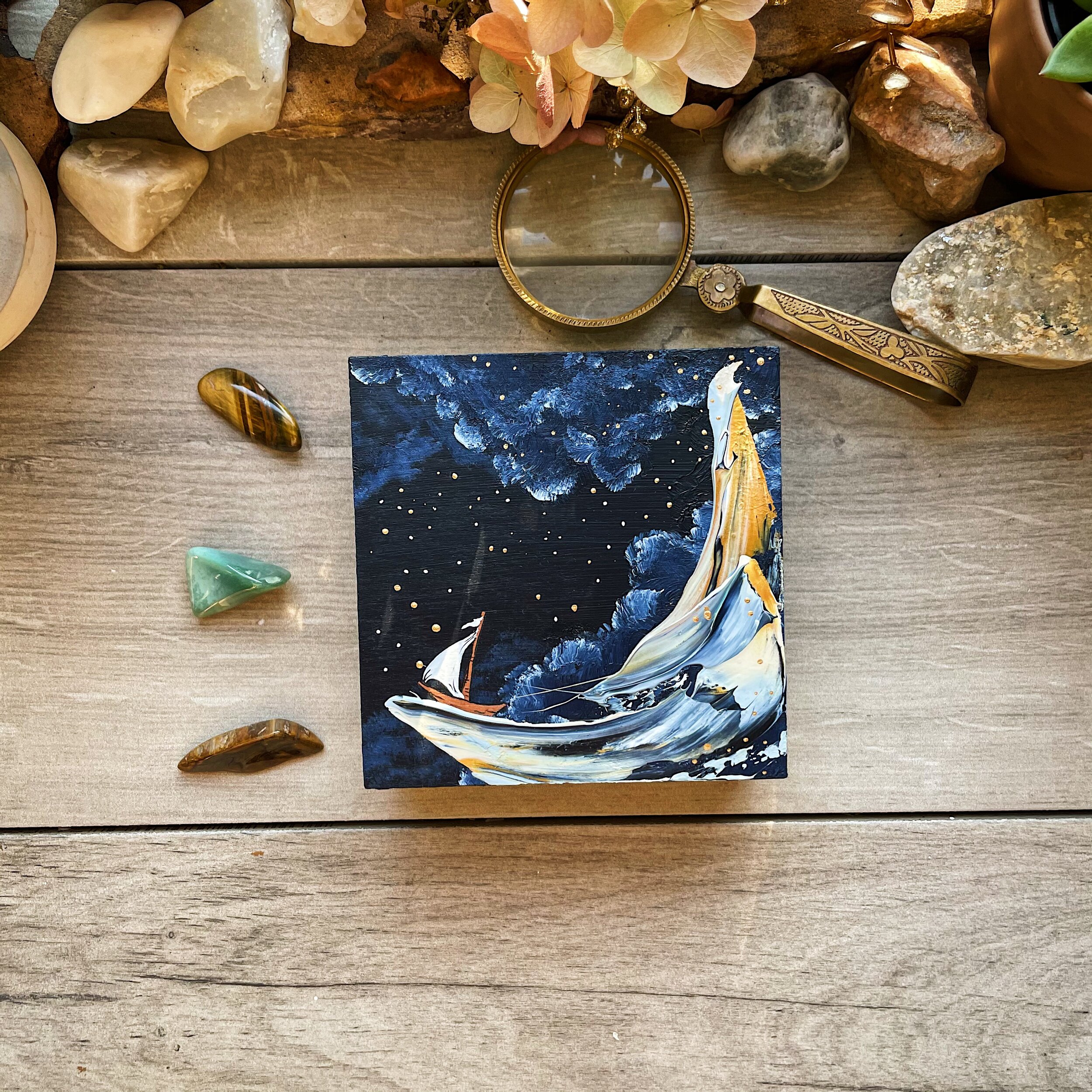 Small Daydream on Wooden Panel