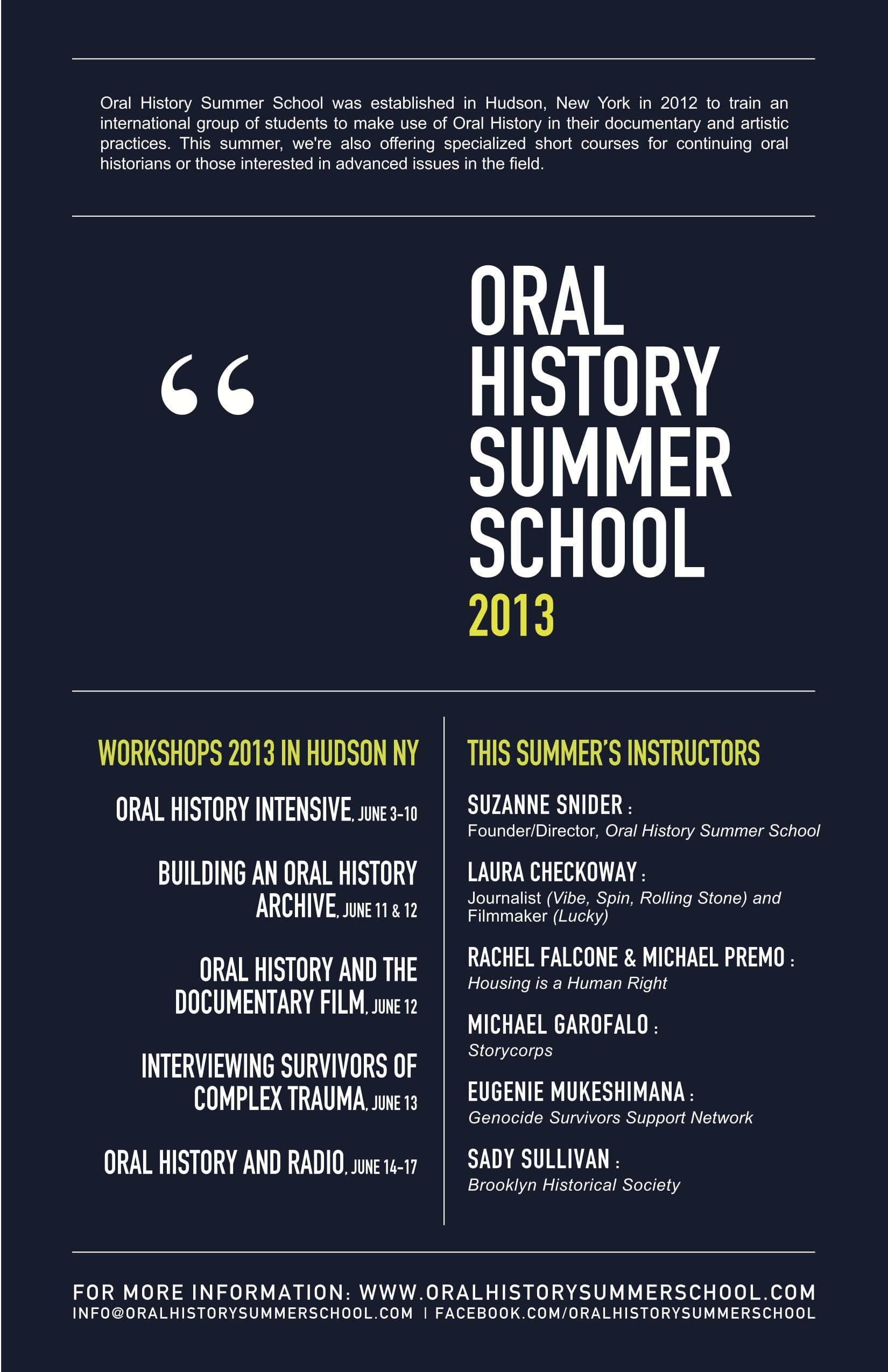 Oral History Summer School 2013
