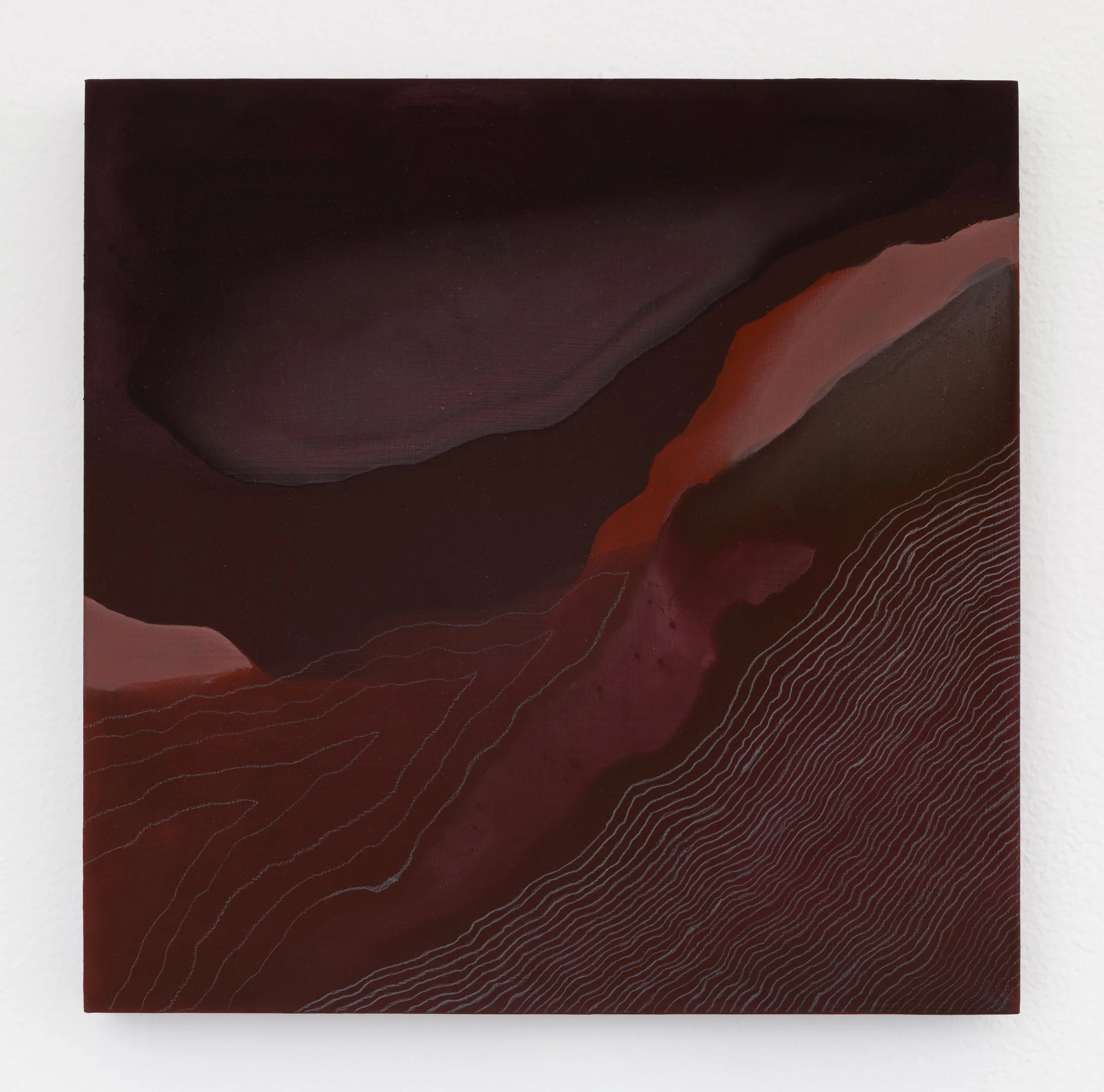   Mapping 1  8x8 in  Flashe, oil and graphite on panel 2024  Photo credit: Andrew Schwartz 
