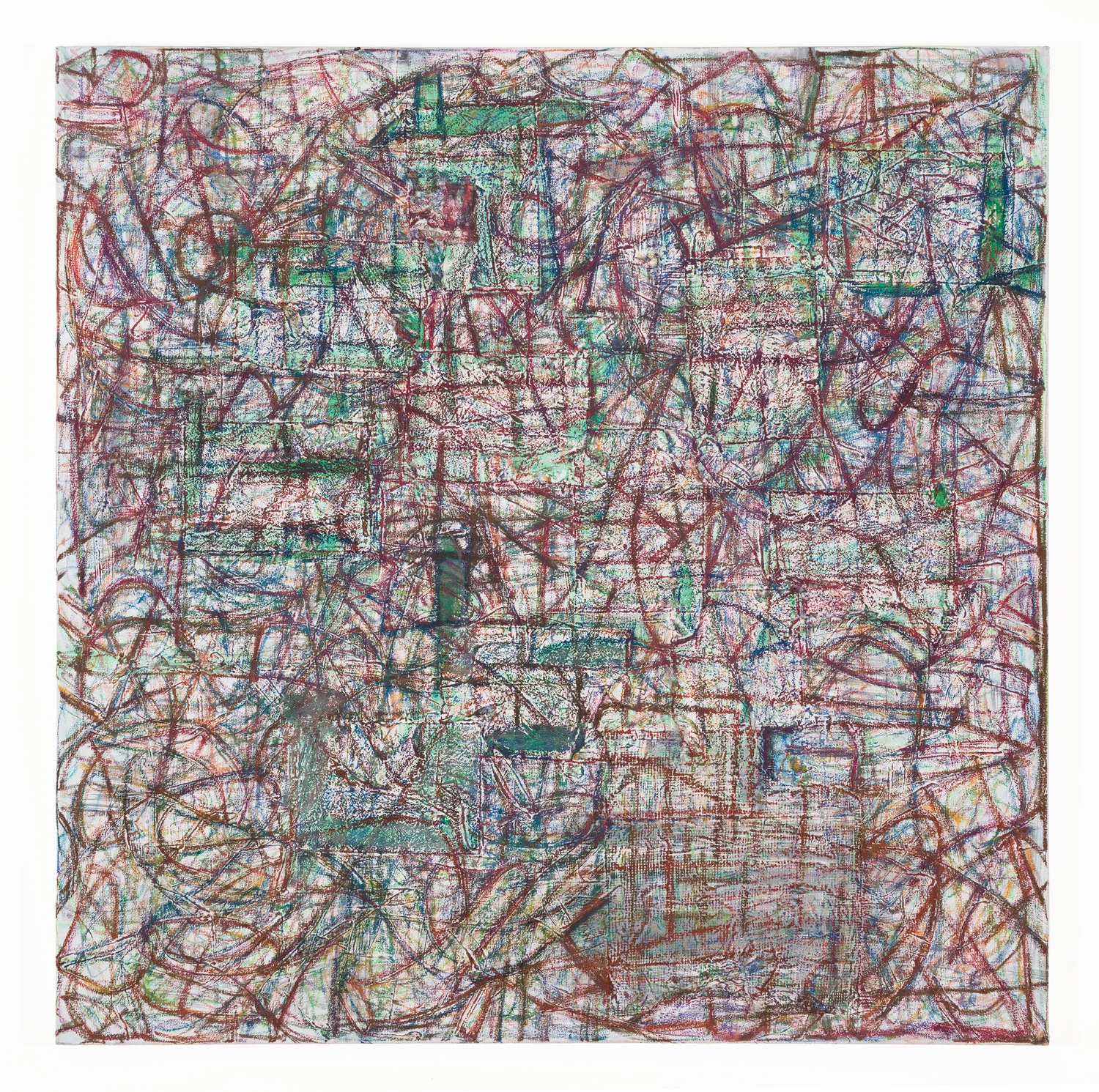 Contiguity (Cacophony) Acrylic, pastel & collage on canvas 48" x 48"