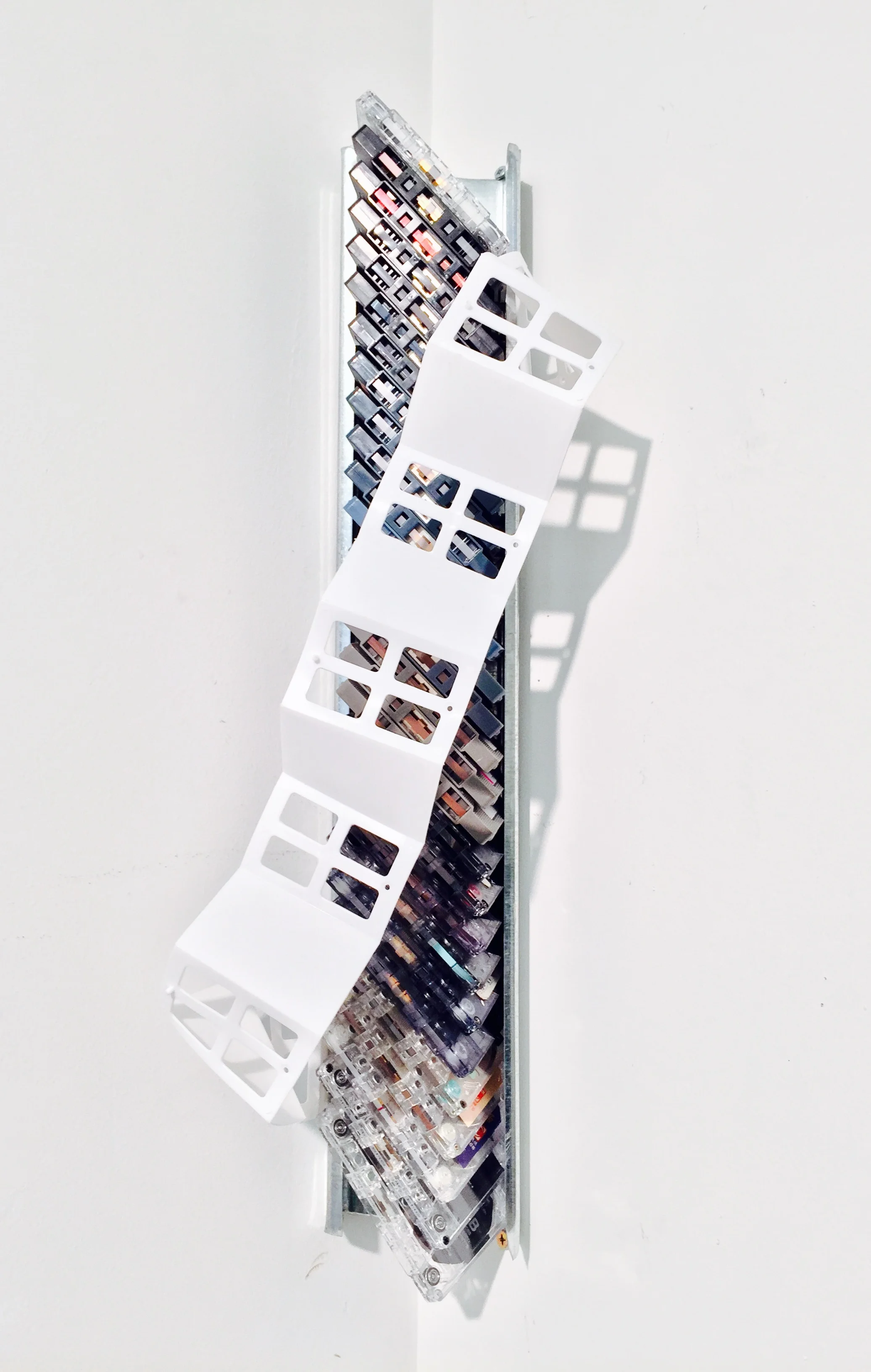Memory's DNA (detail) Cassette tape, aluminium ventilation ducting, found plastic 21 3/8" x 8" x 5"