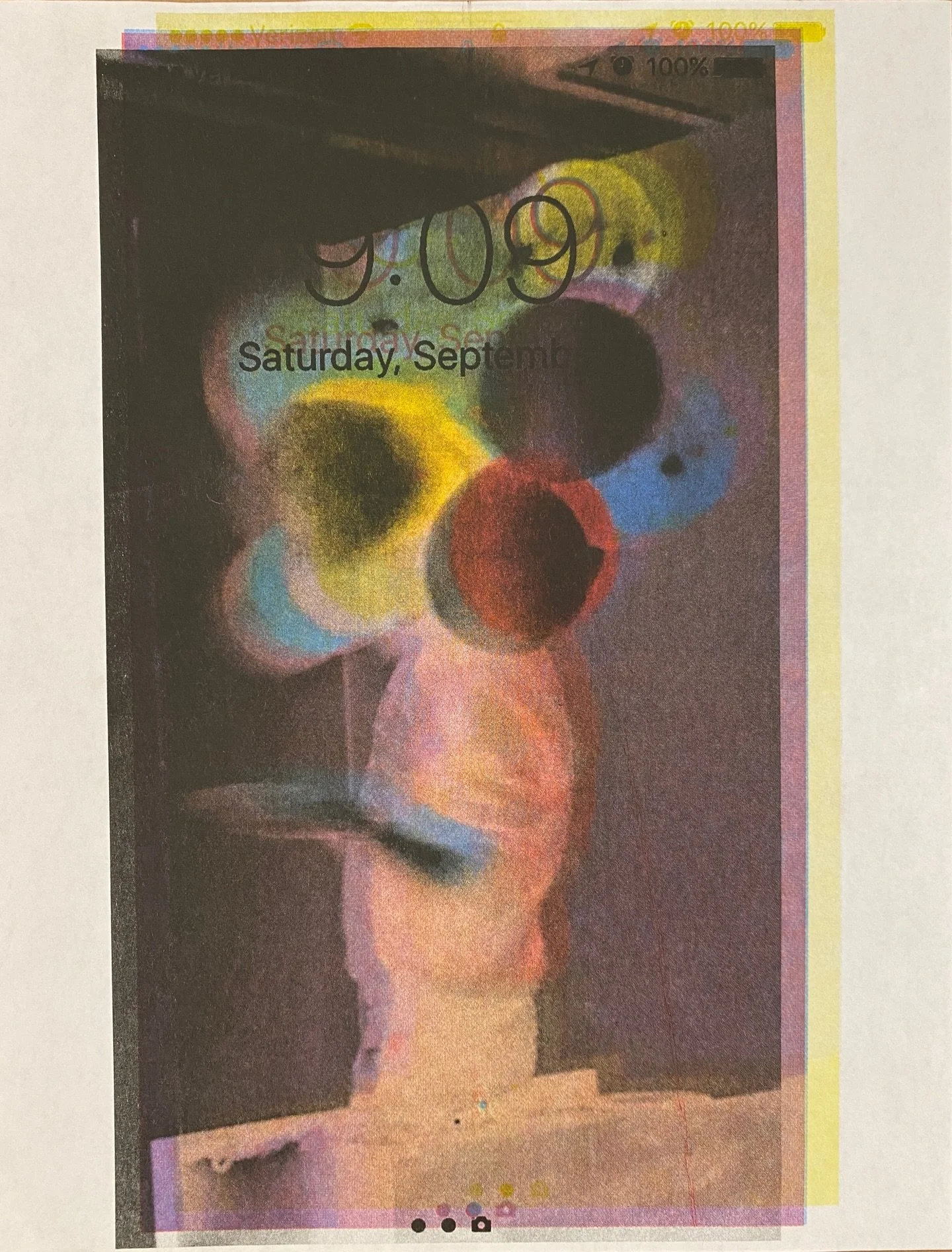 The things one finds when mucking around in the studio: An old grad school risograph of me wearing and dancing with the birthday balloons my wonderful classmates  @marylandinstitutecollegeofart bought me, on top of a party in our basement studios, co