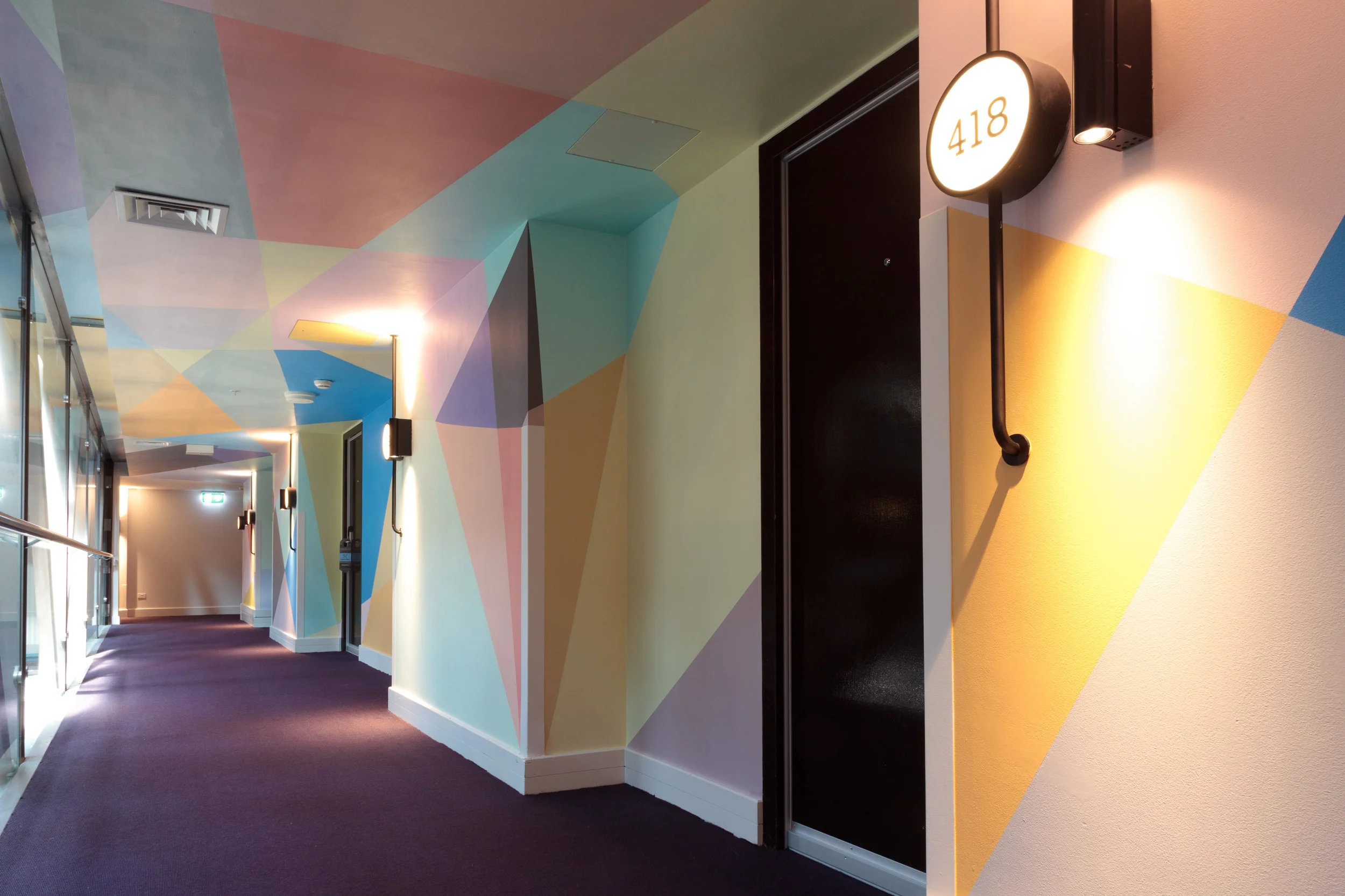 Criss Cross , 2016 Commissioned by Ovolo Group for Ovolo Woolloomooloo, photographed by Docqment Acrylic paint applied directly to wall
