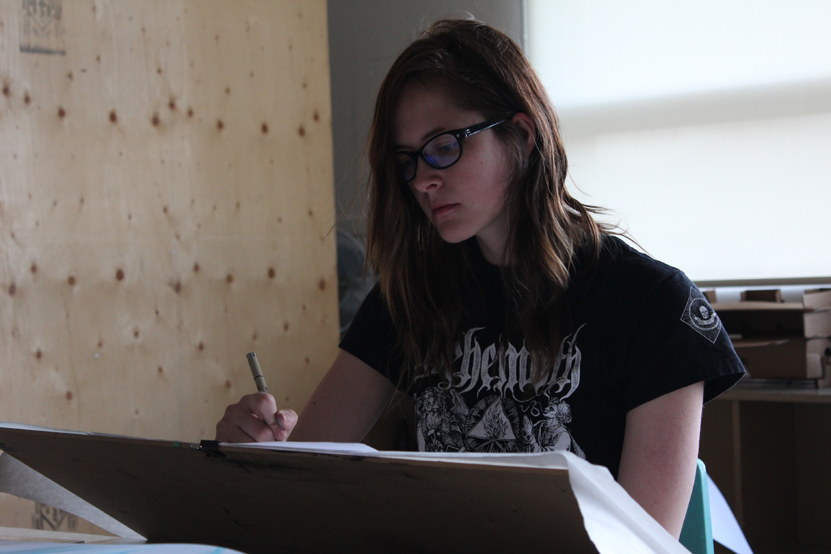 Rhea at work in the studio spaces. Photo by Rhea Lonsdale.