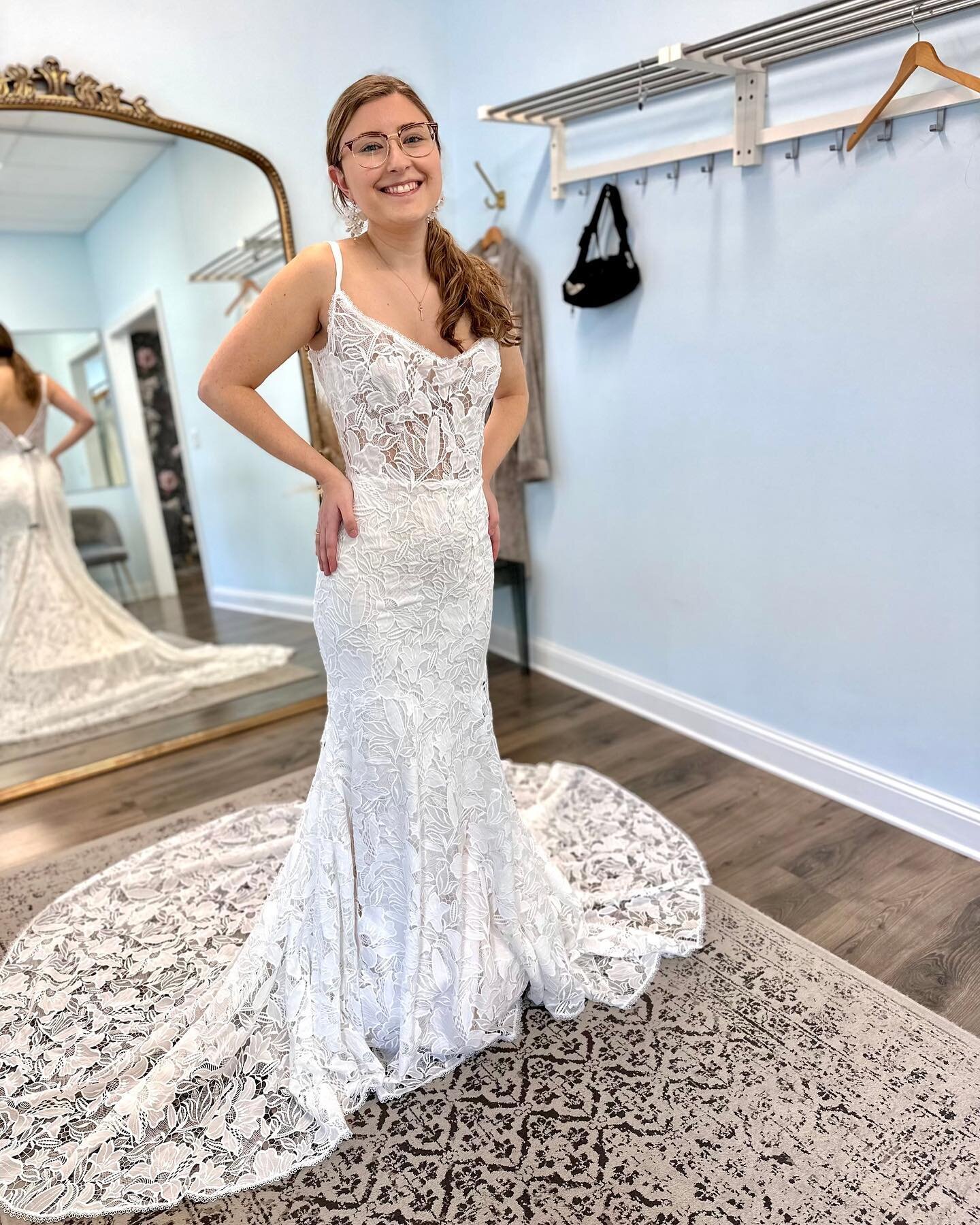 Brand new style #66256 by @bylillianwest is a work art with it&rsquo;s intricate all over lace and scoop neckline 💖 We are smitten! #bsbbride #njbride #2023bride #2024bride #njwedding #bohobride #lillianwest