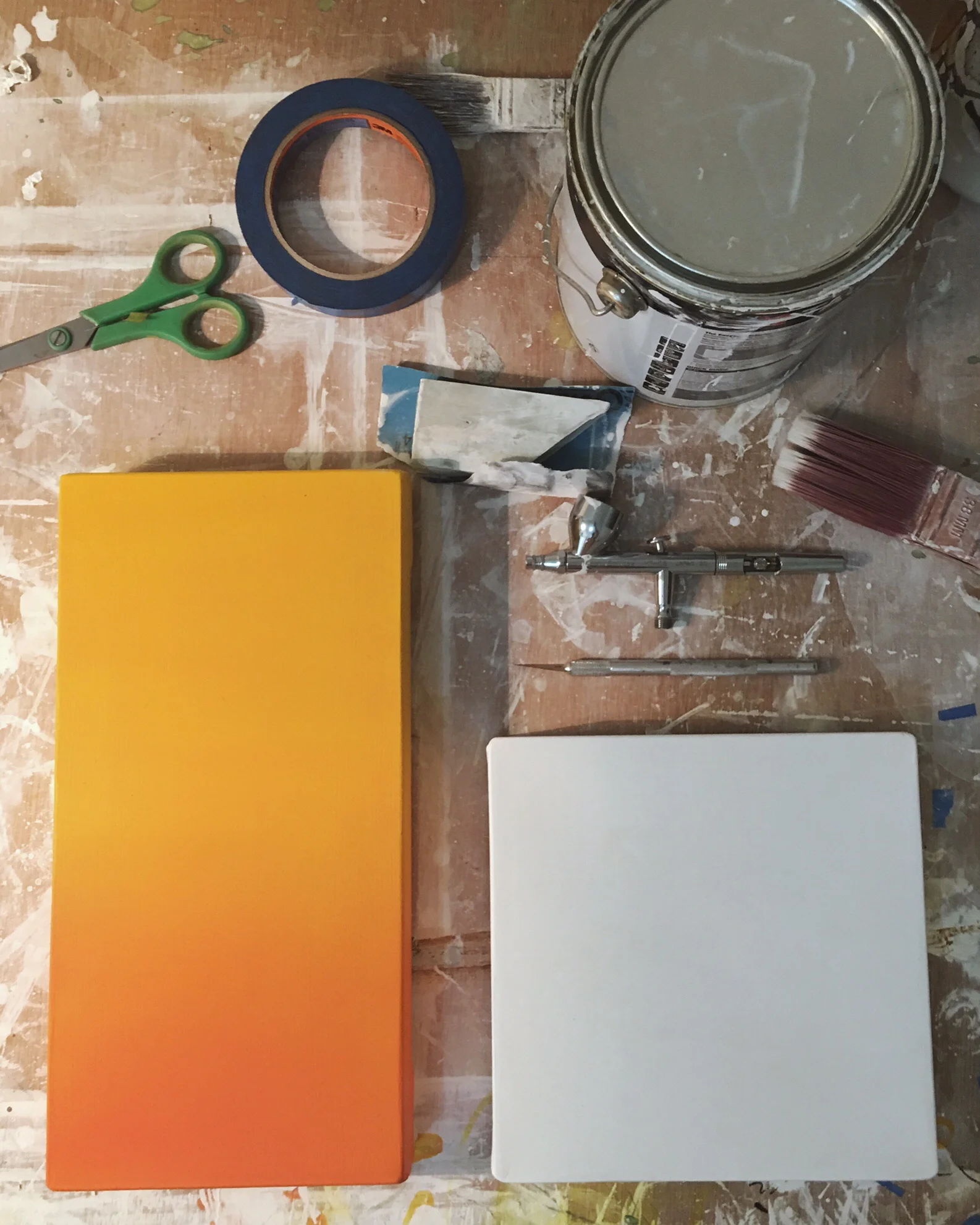 Hand stretched canvas.
