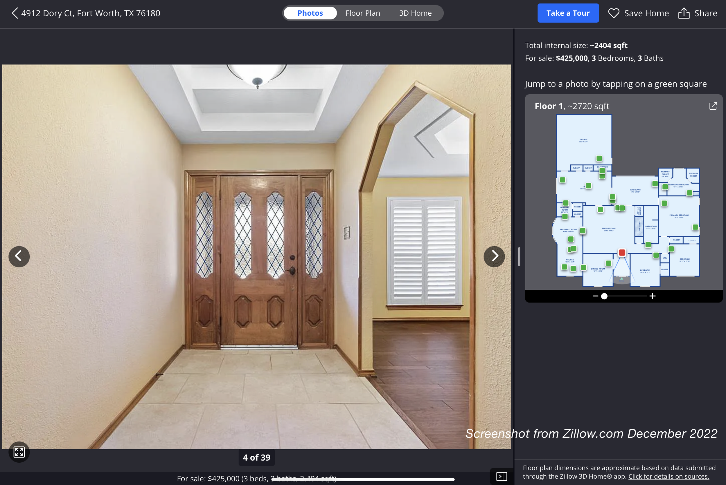 Standard Photo w/ Position Shown on Floor Plan
