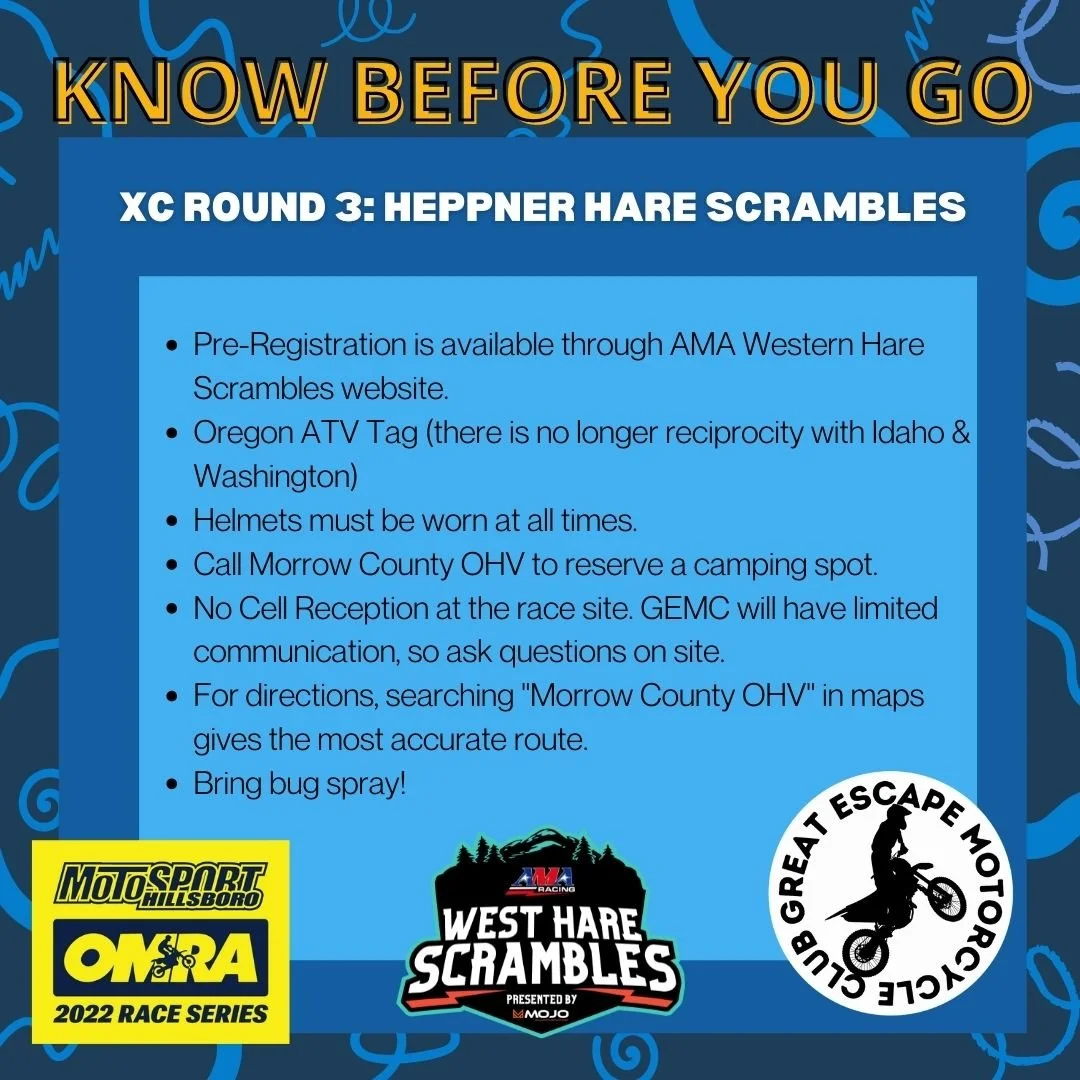 XC Round 3 Heppner Hare Scrambles "Know Before You Go" — OMRA