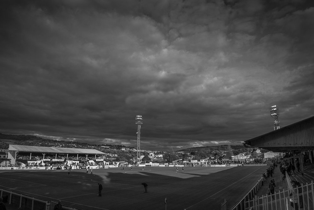 Twerton Park in Black and White.